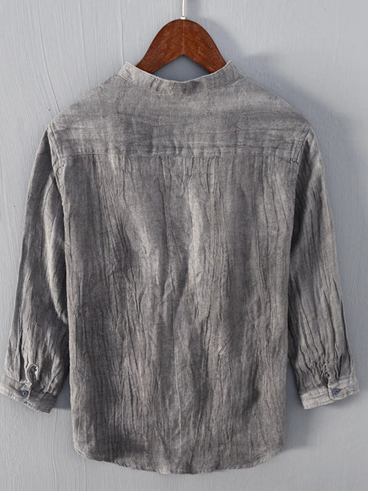 Men’s Casual Linen Three-Quarter Sleeve Shirt