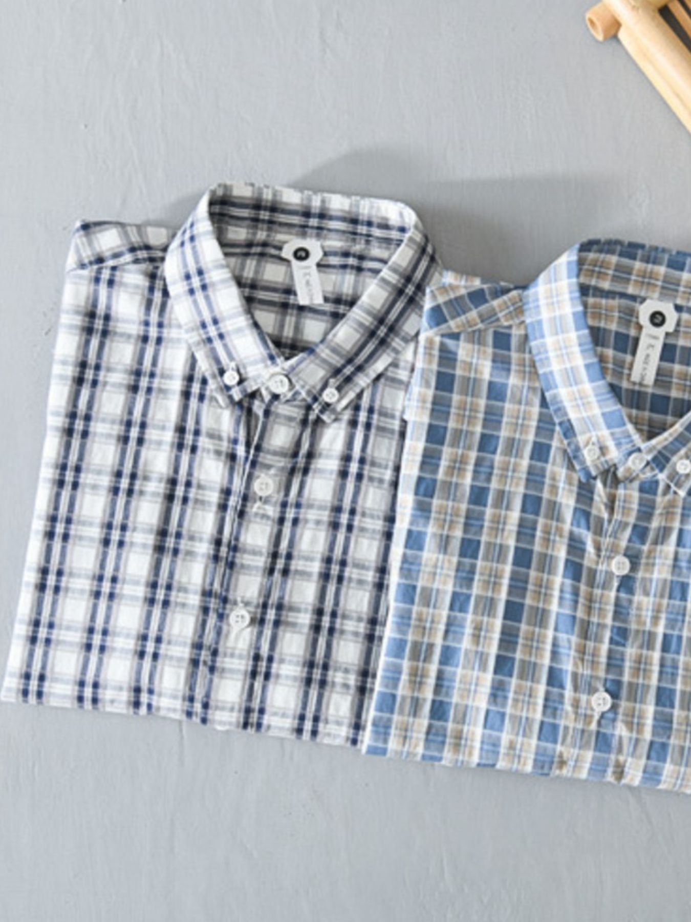 Men's Plus Size Casual Plaid Short Sleeve Shirt