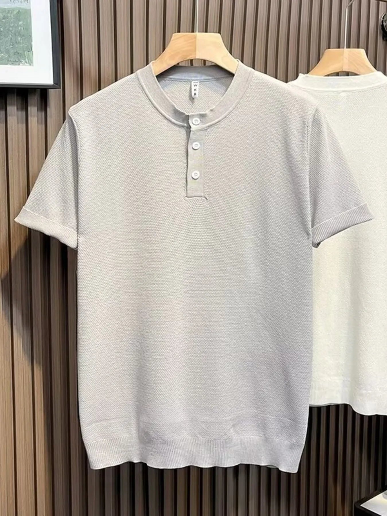 Men's Full Size Classic Short Sleeve Knit T-Shirt with Button Detail Plus Size