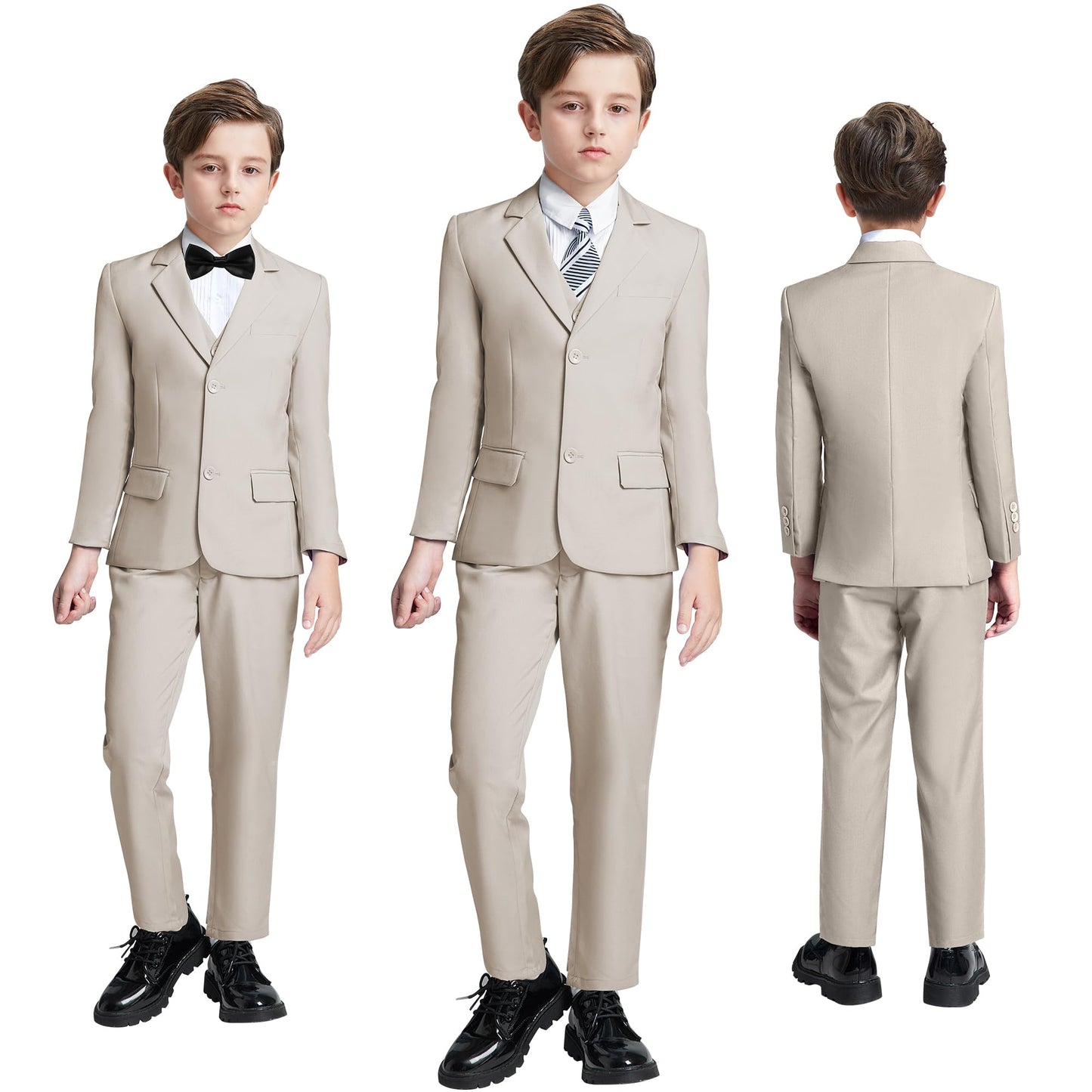Boys' Suits Size 2T Kids Black Suit Slim Fit 6 Piece Formal Suit Set Teen Toddler Ring Bearer Outfit for Wedding