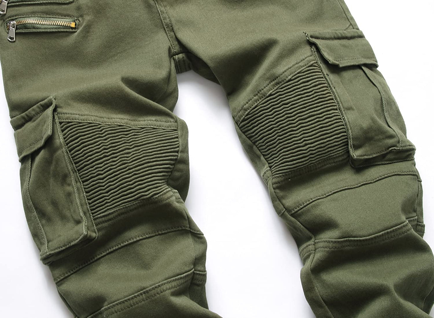 AITITIA Men's Biker Zipper Deco Washed Straight Fit Jeans (40, 002 Light Blue)