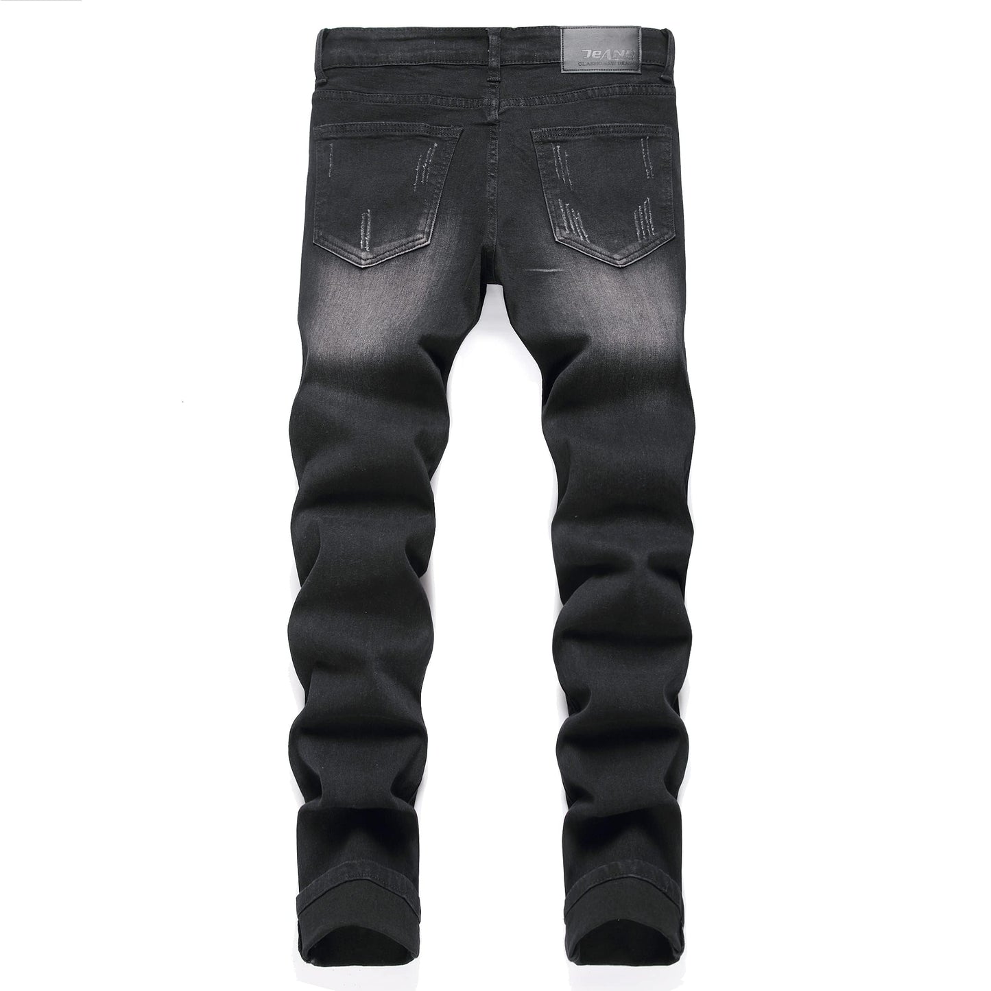 AITITIA Men's Biker Zipper Deco Washed Straight Fit Jeans (40, 002 Light Blue)