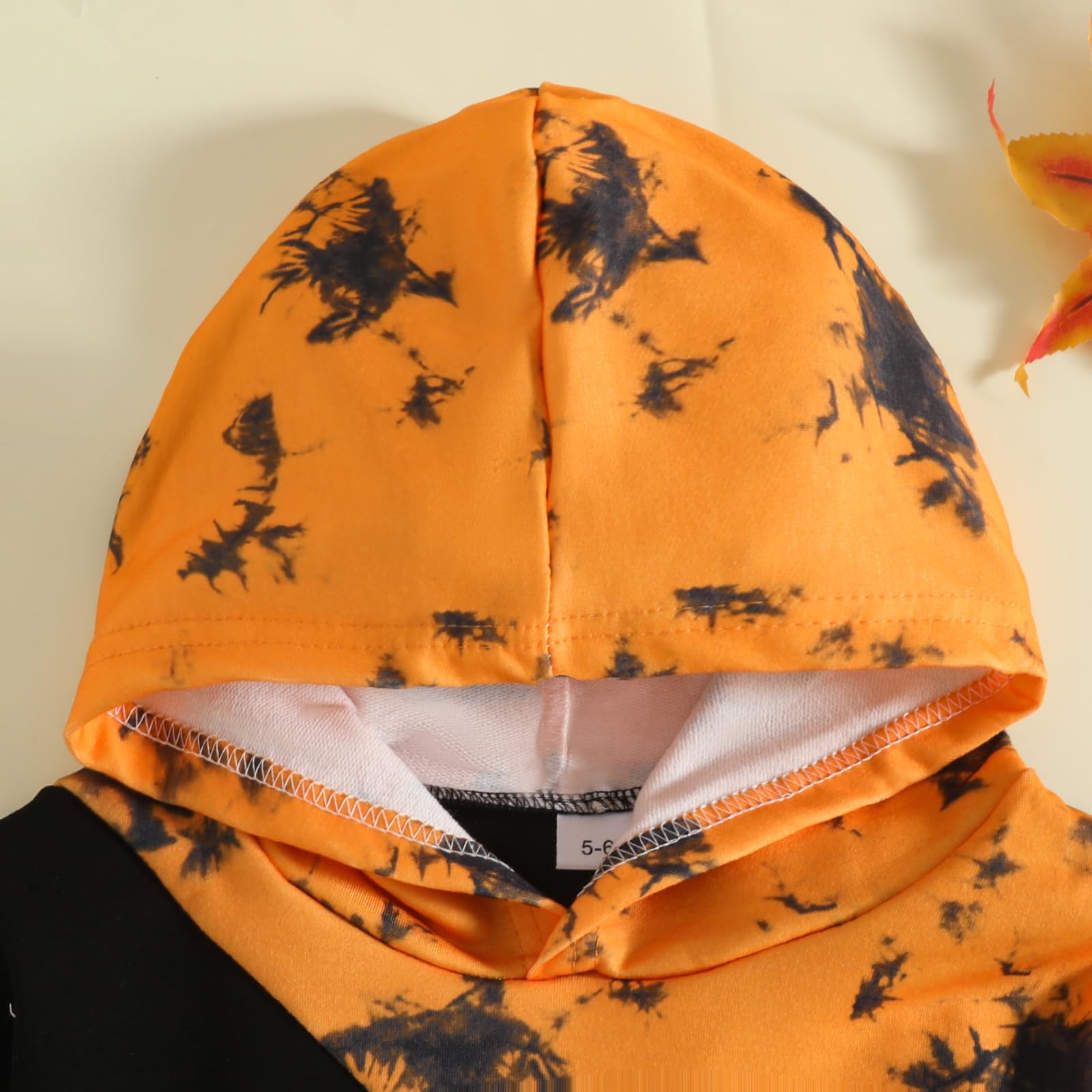 KIDLAGA Toddler Boy Clothes Long Sleeve Hoodie Sweatsuits Tops and Pants Boys Fall Winter Color Block Outfits Set Orange 11-12 Years