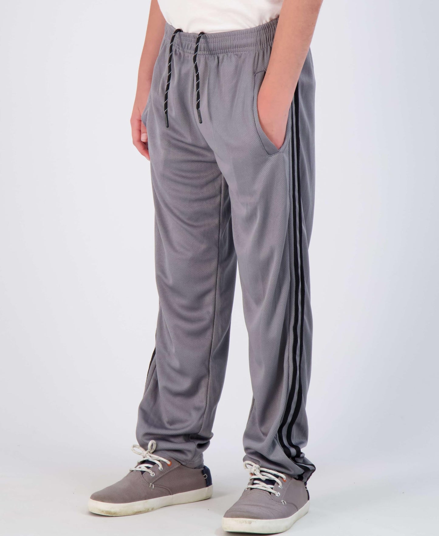 Real Essentials 3 Pack: Boys' Mesh Open Bottom Active Sweatpants with Pockets