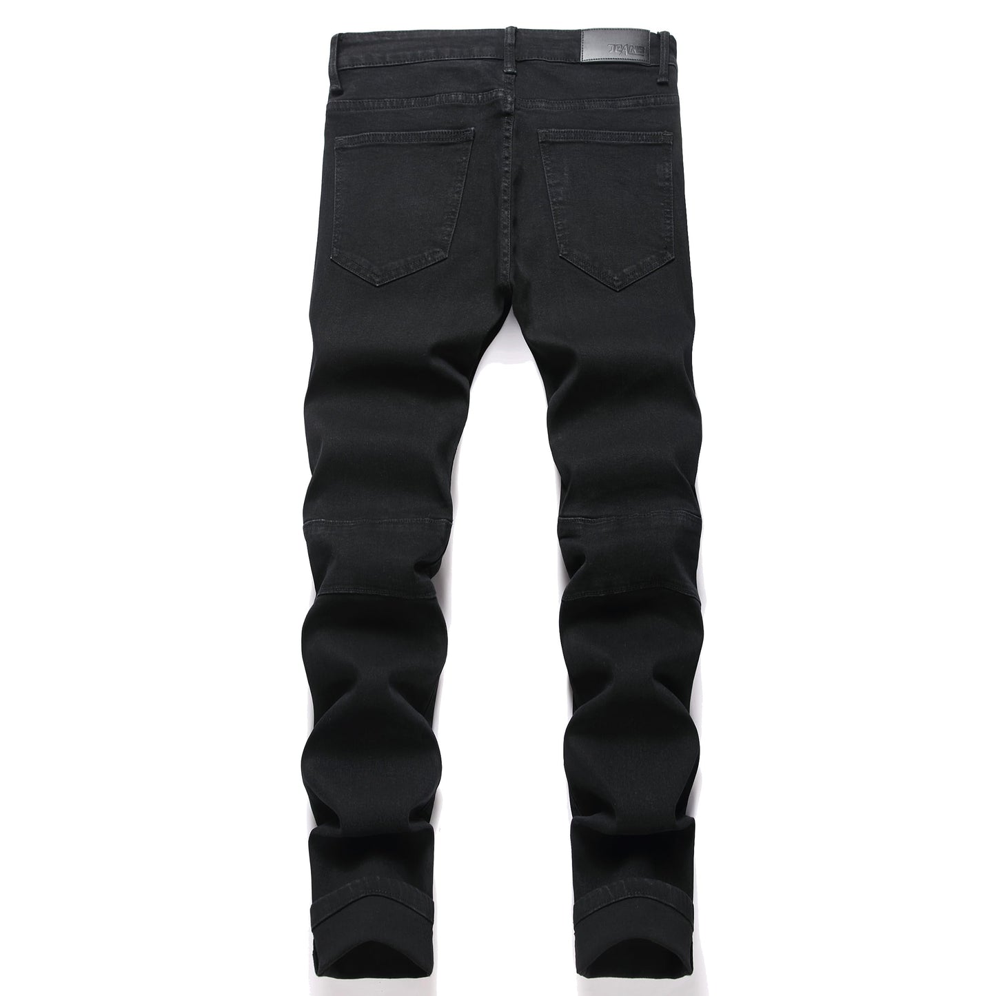 AITITIA Men's Biker Zipper Deco Washed Straight Fit Jeans (40, 002 Light Blue)