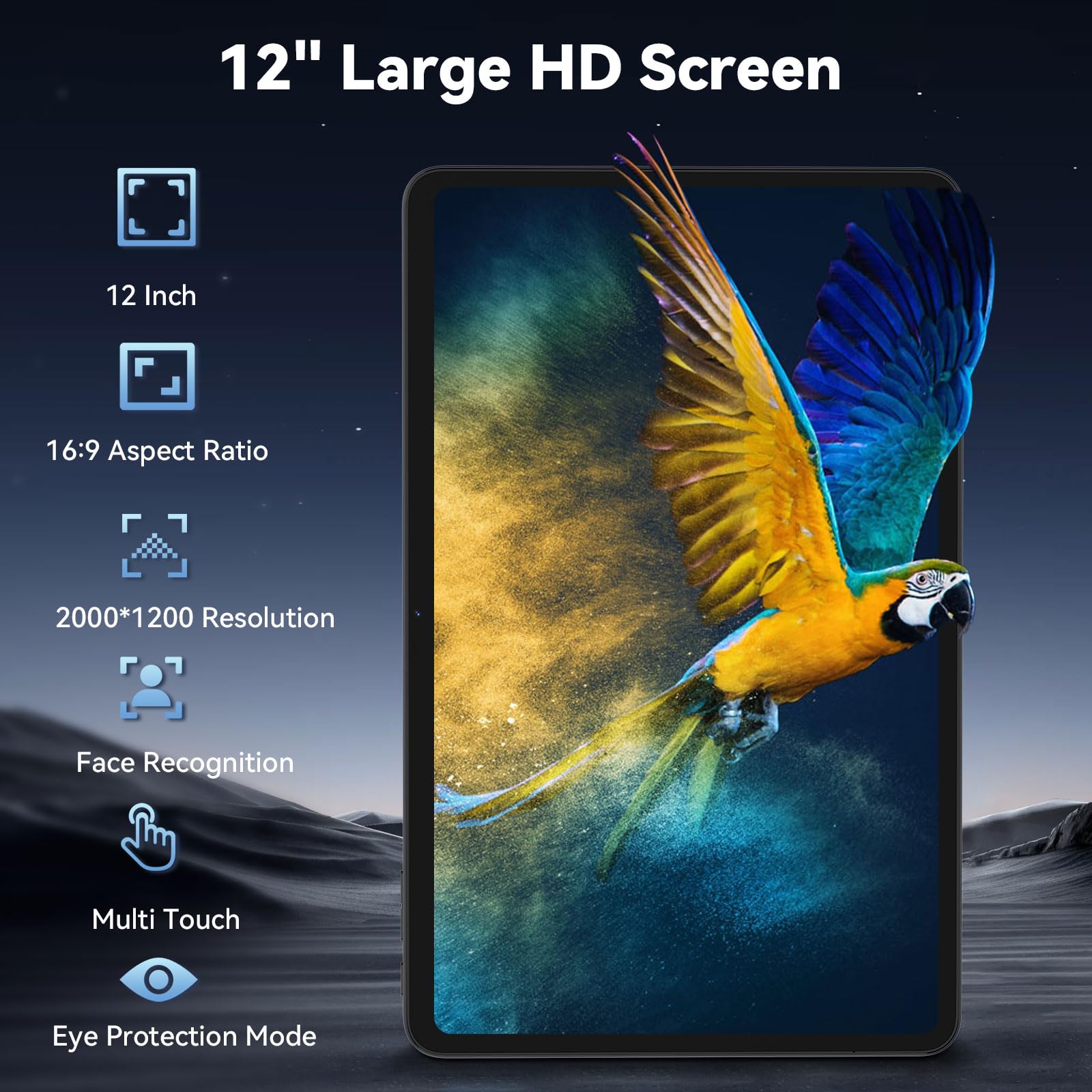 Android 15 Tablet with Octa-Core Processor, 12 Inch Tablets 20GB RAM (6+14GB).