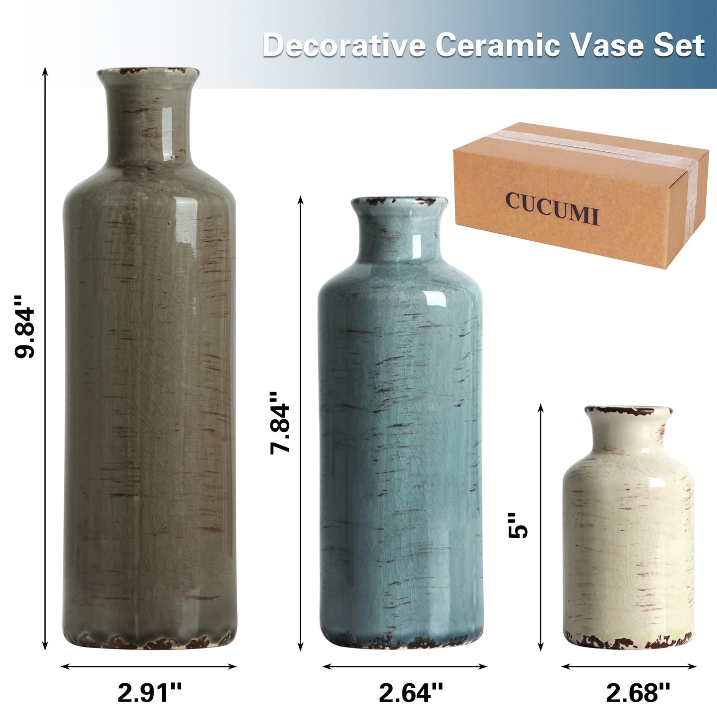 Modern Ceramic Vase Set of 5, Vases Home Decor