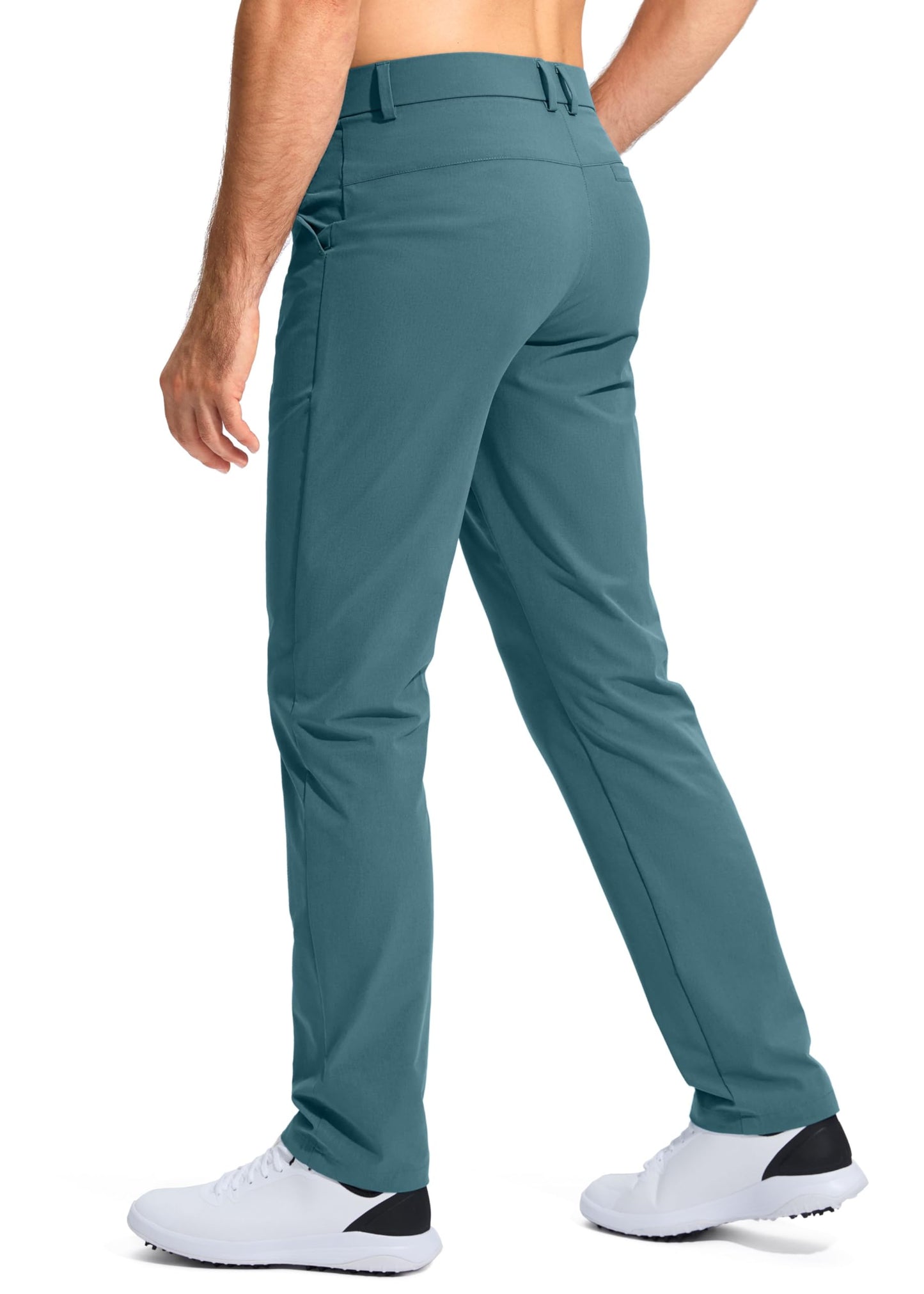 Pudolla Men's Golf Pants Stretch Classic Fit Work Dress Pants 30 Lightweight Quick Dry Casual Slacks Trousers with Pockets(Khaki 34Wx30L)