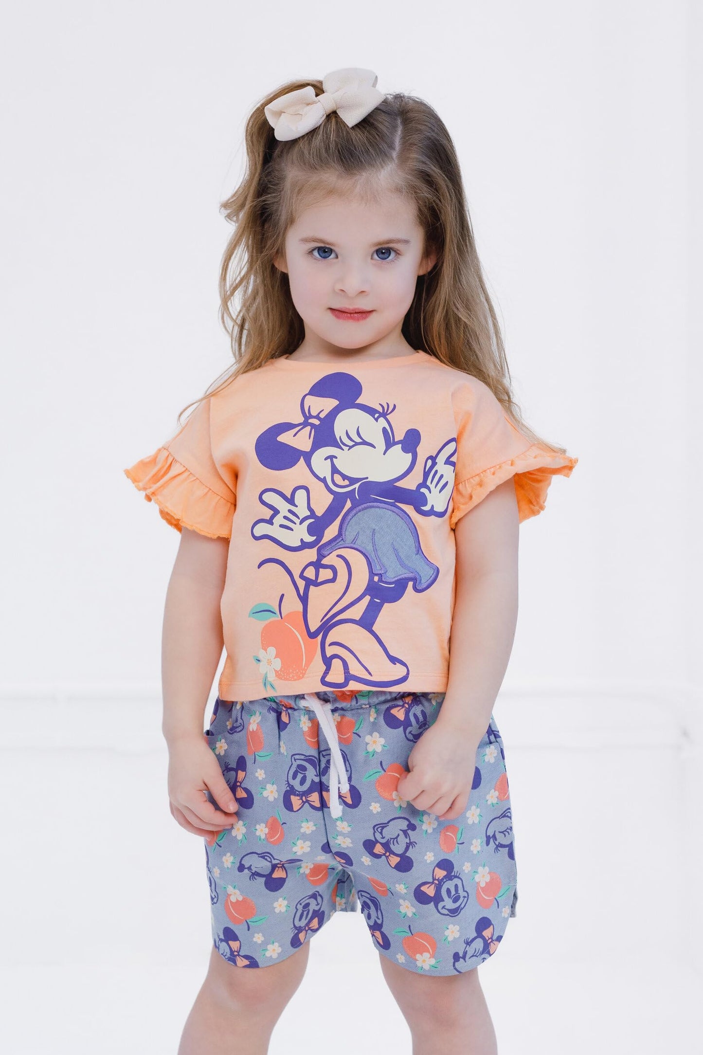 Disney Minnie Mouse Toddler Girls Graphic T-Shirt and Shorts Outfit Set Light Pink/Light Blue 3T