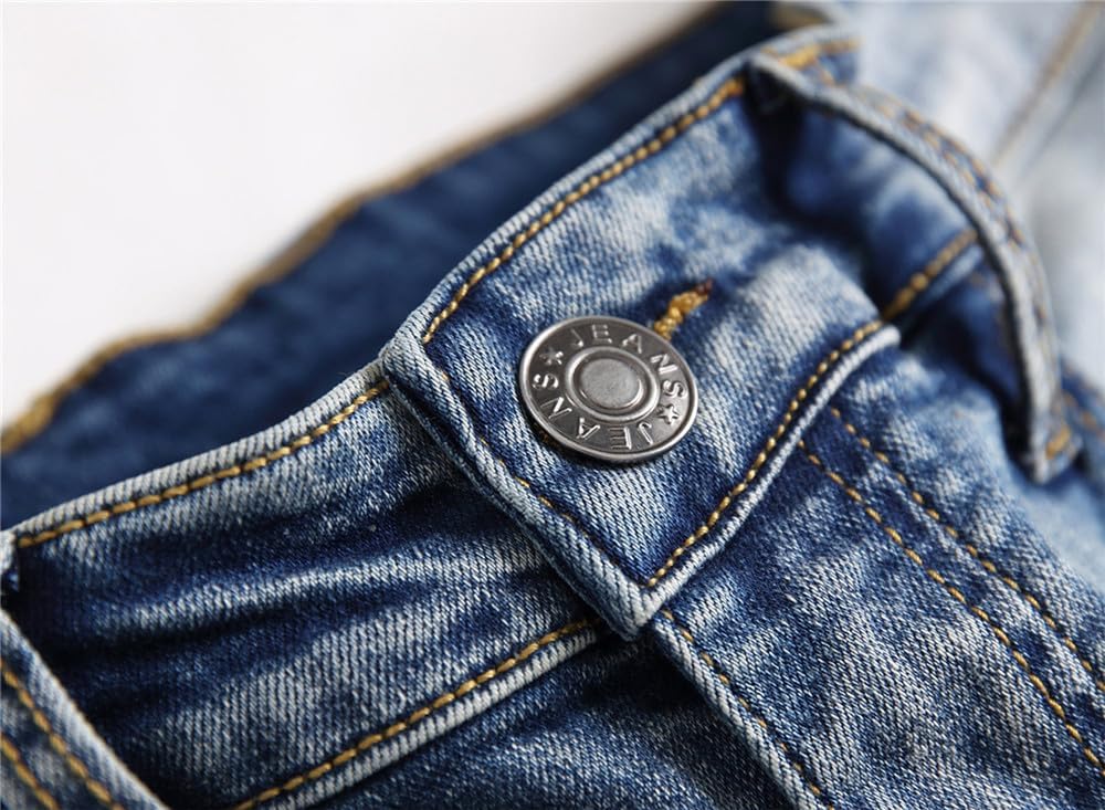 AITITIA Men's Biker Zipper Deco Washed Straight Fit Jeans (40, 002 Light Blue)