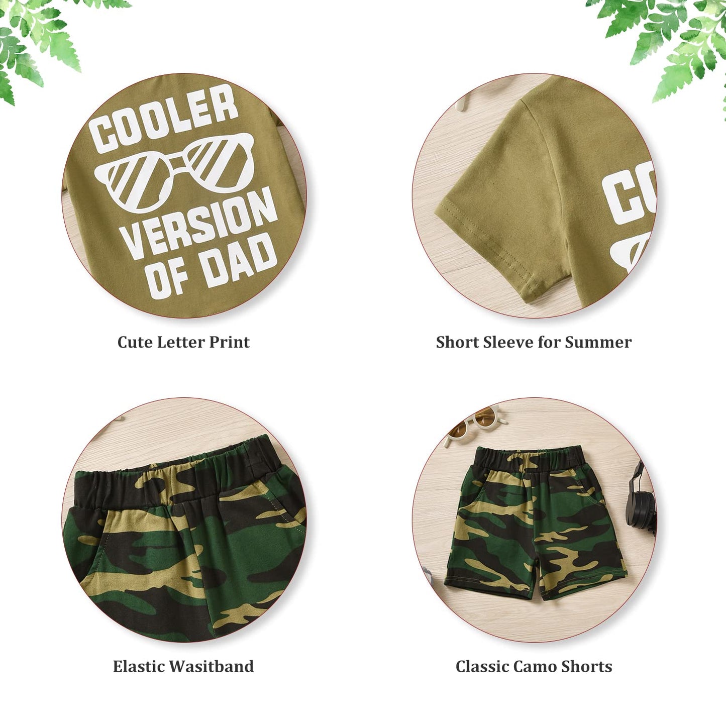 fioukiay 4T Black Toddler Boys Sring Summer Shorts Set Boys Letter Printed Palm Leaf Clothes Outfit