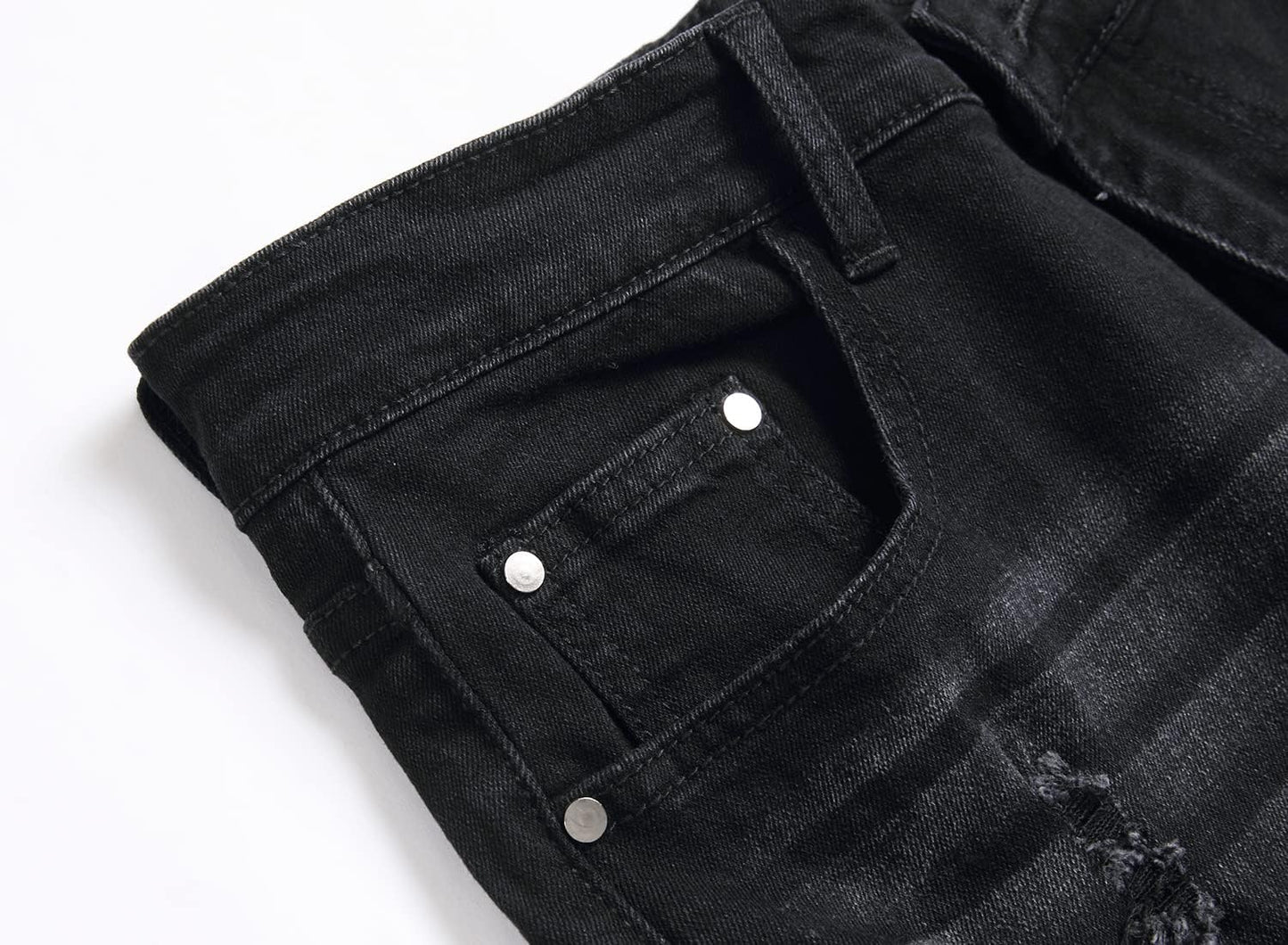 AITITIA Men's Biker Zipper Deco Washed Straight Fit Jeans (40, 002 Light Blue)