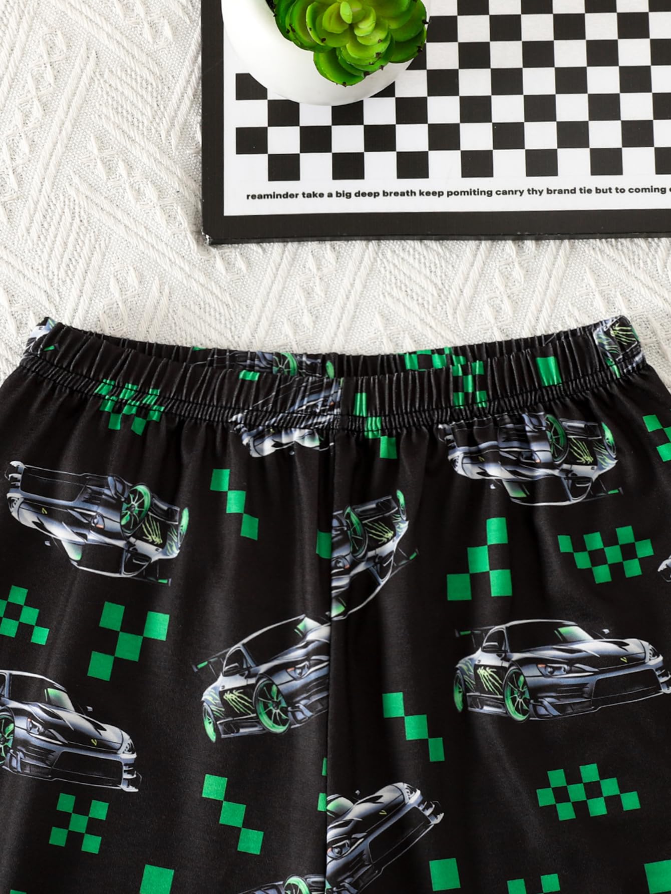 MyFav Big Boys Glow in Dark Skull Pjs Sleepwear Summer Pajama Shorts Sets, Skateboard, 14 Years