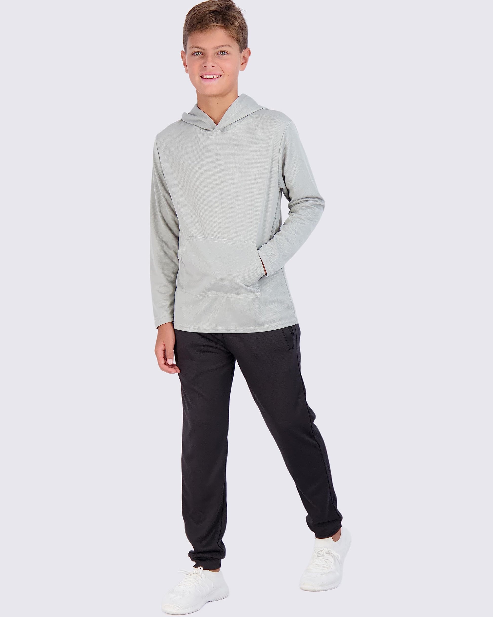 Real Essentials 3 Pack: Boys Hoodies – Youth Mesh Long Sleeve Sweatshirts.