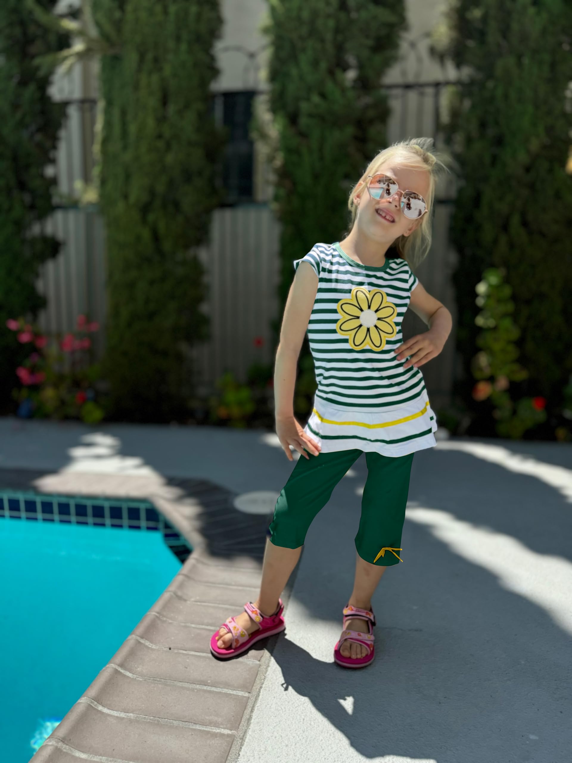 LUKYCILD Baby Girls Summer Clothes Casual Clothing Suit Short Sleeve Striped T-Shirt +Pants