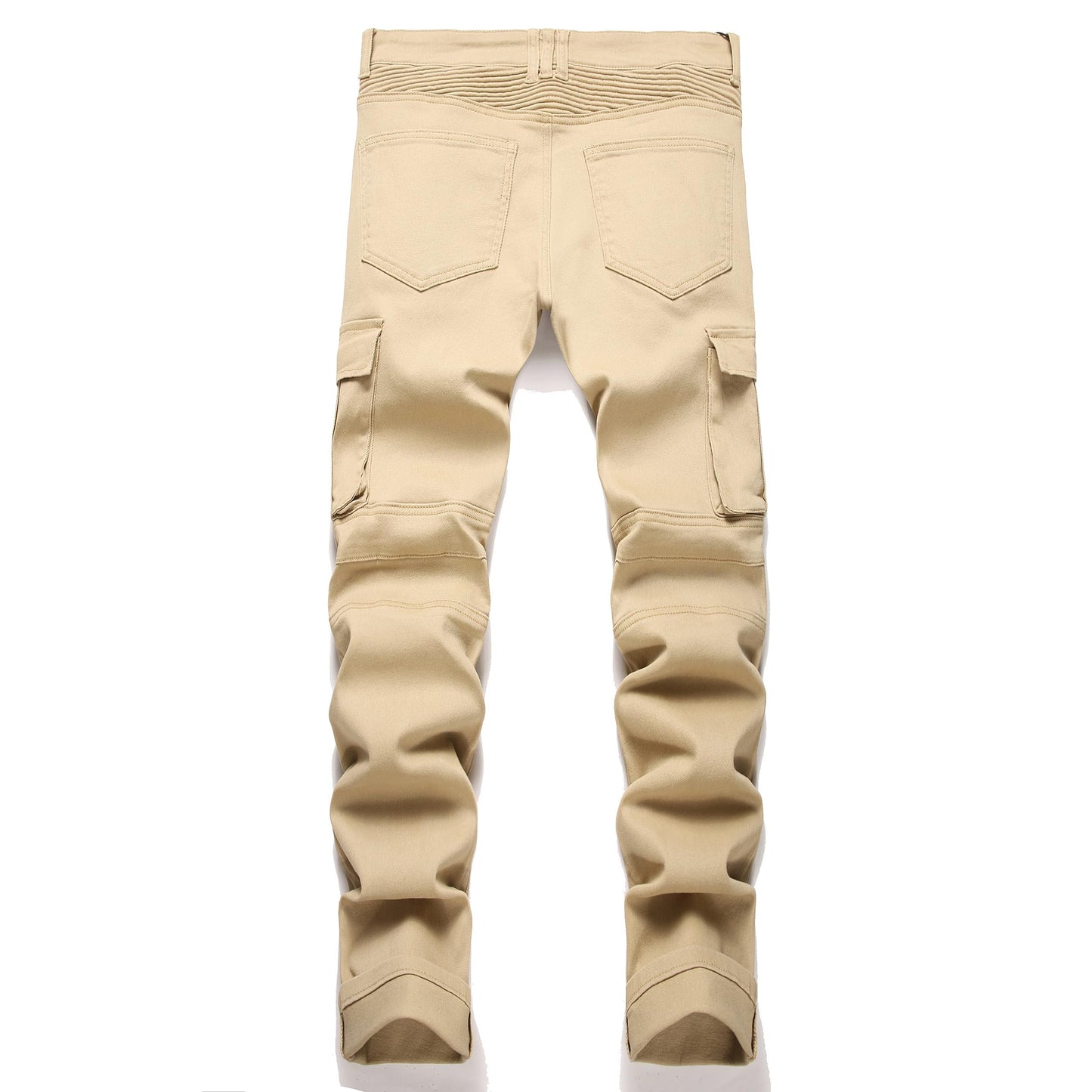 AITITIA Men's Biker Zipper Deco Washed Straight Fit Jeans (40, 002 Light Blue)