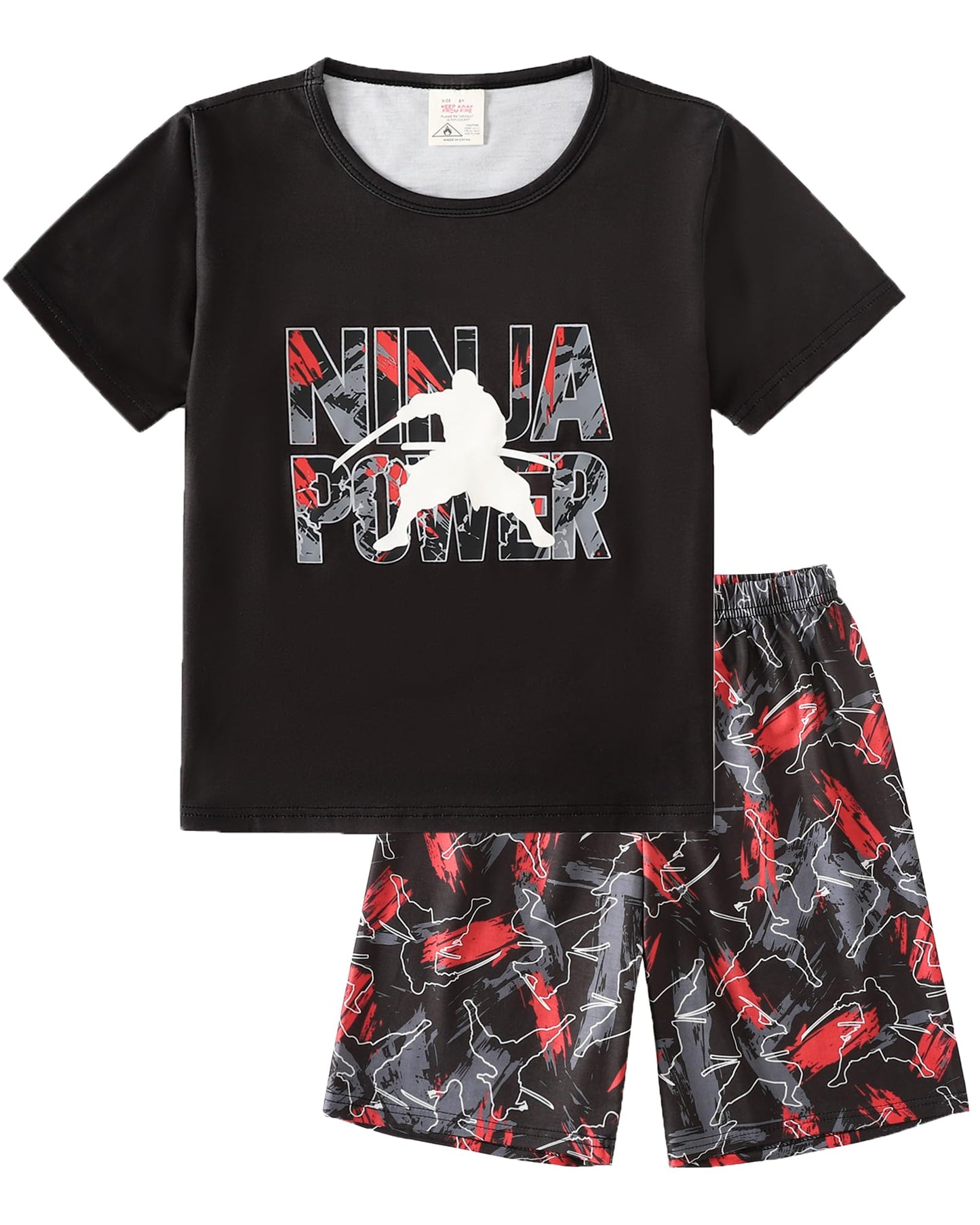 MyFav Big Boys Glow in Dark Skull Pjs Sleepwear Summer Pajama Shorts Sets, Skateboard, 14 Years