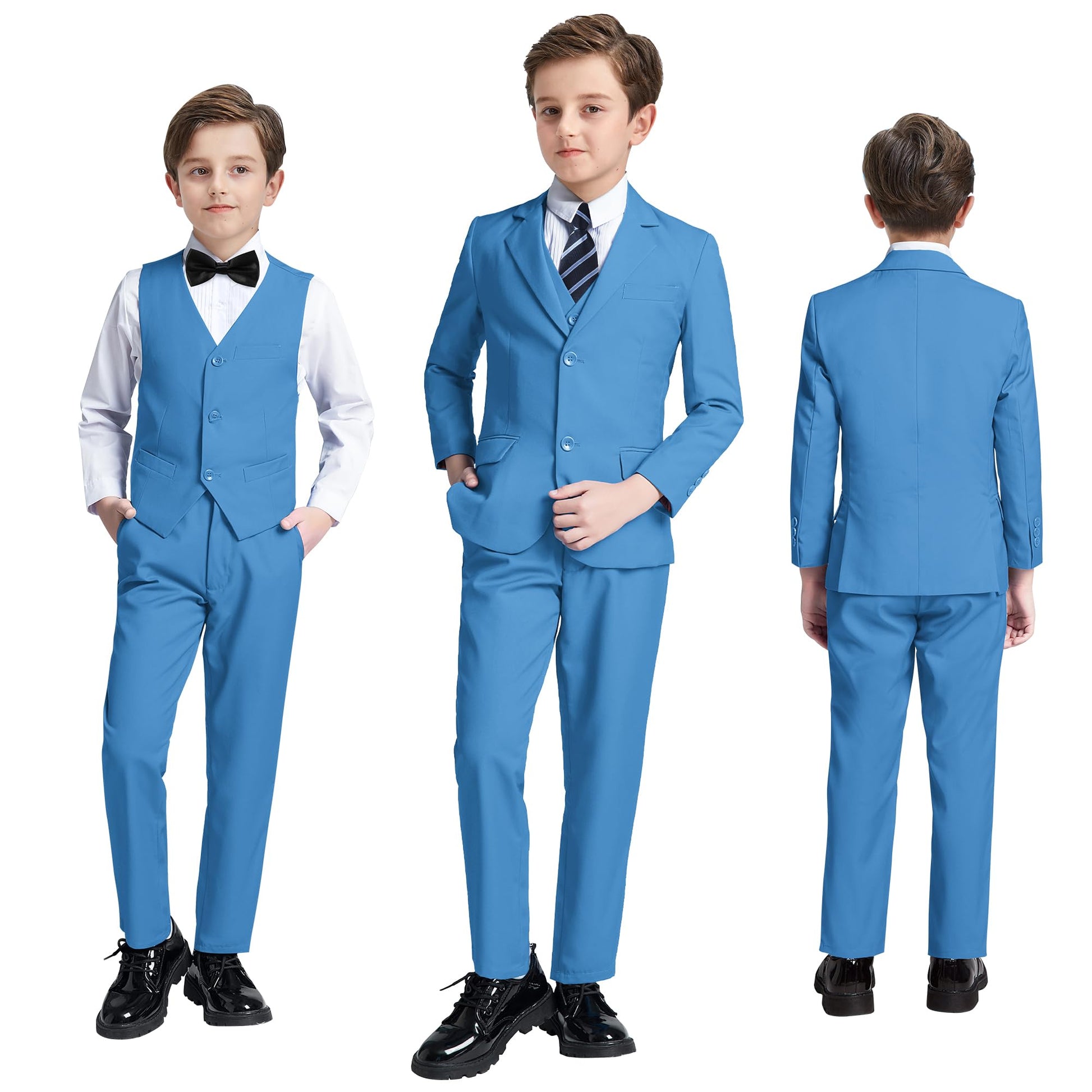 Boys' Suits Size 2T Kids Black Suit Slim Fit 6 Piece Formal Suit Set Teen Toddler Ring Bearer Outfit for Wedding