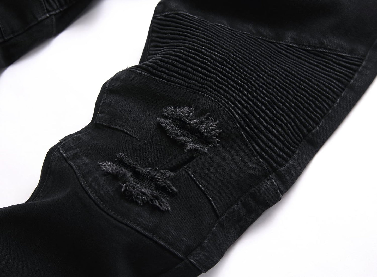 AITITIA Men's Biker Zipper Deco Washed Straight Fit Jeans (40, 002 Light Blue)