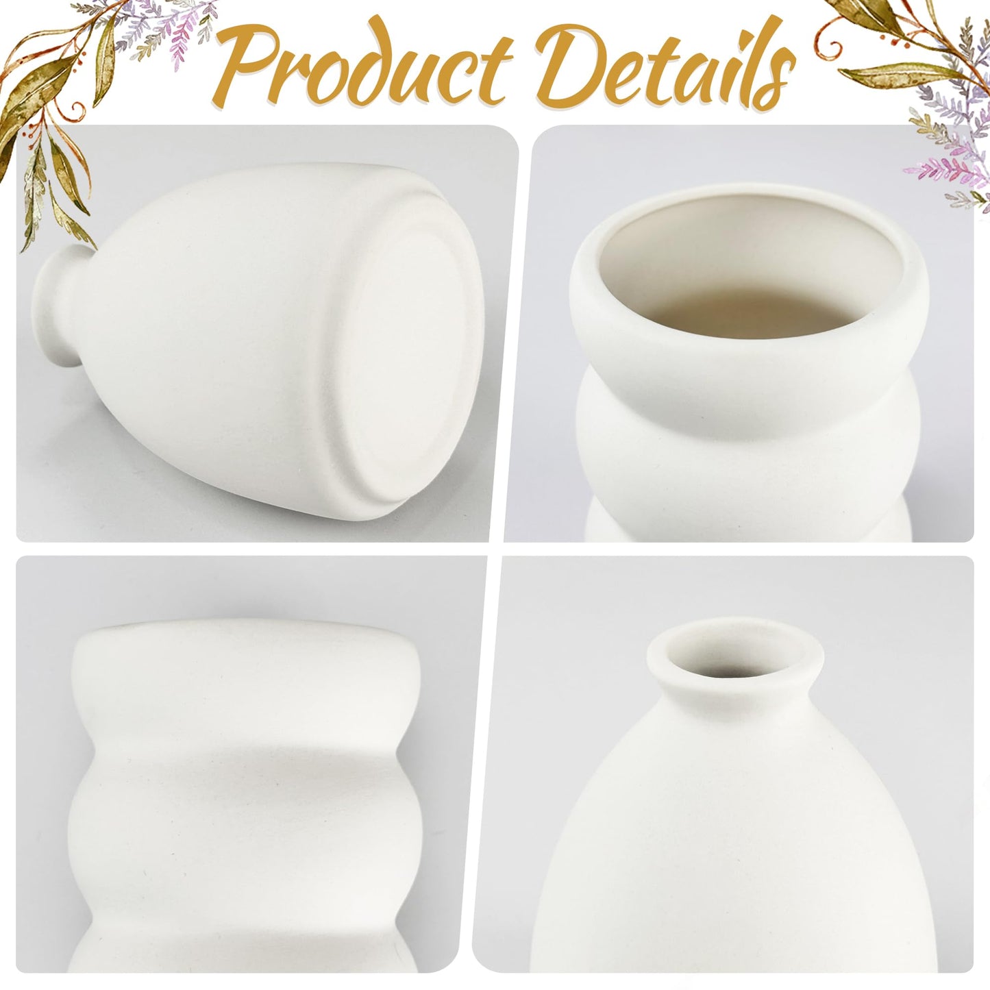 White ceramic vase with different angles on a white background