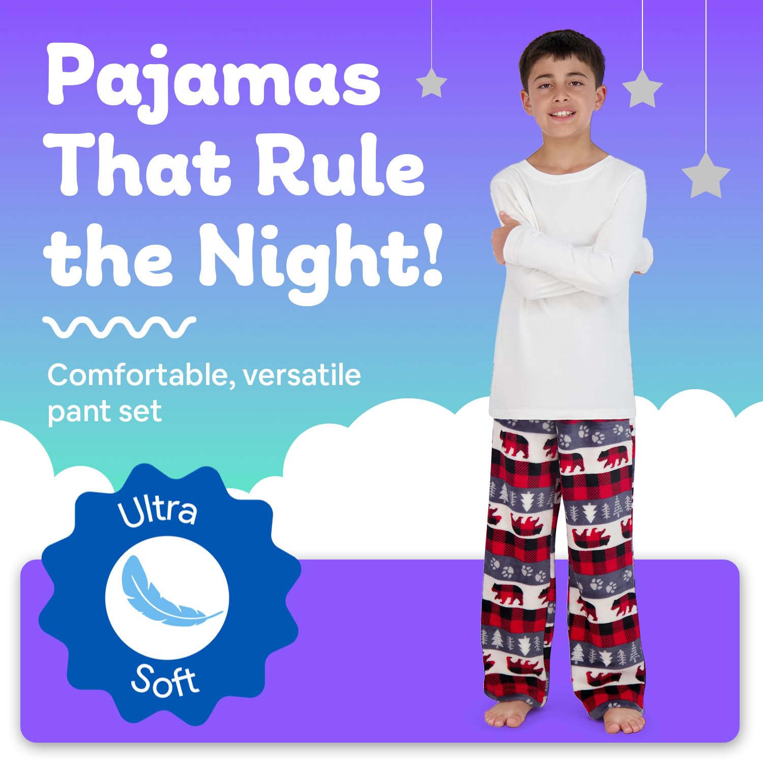 US Angels Boys Pajama Pants - 3 Pack, Boys' Sleepwear.