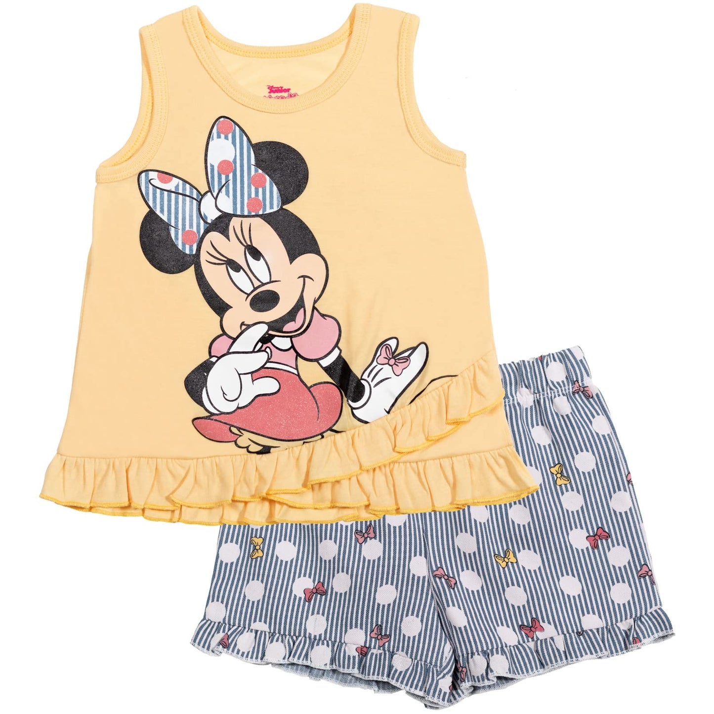 Disney Minnie Mouse Toddler Girls Graphic T-Shirt and Shorts Outfit Set Light Pink/Light Blue 3T