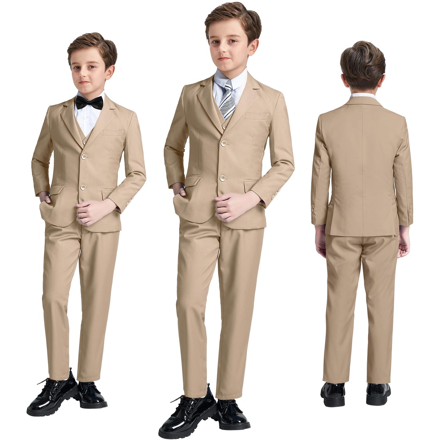 Boys' Suits Size 2T Kids Black Suit Slim Fit 6 Piece Formal Suit Set Teen Toddler Ring Bearer Outfit for Wedding