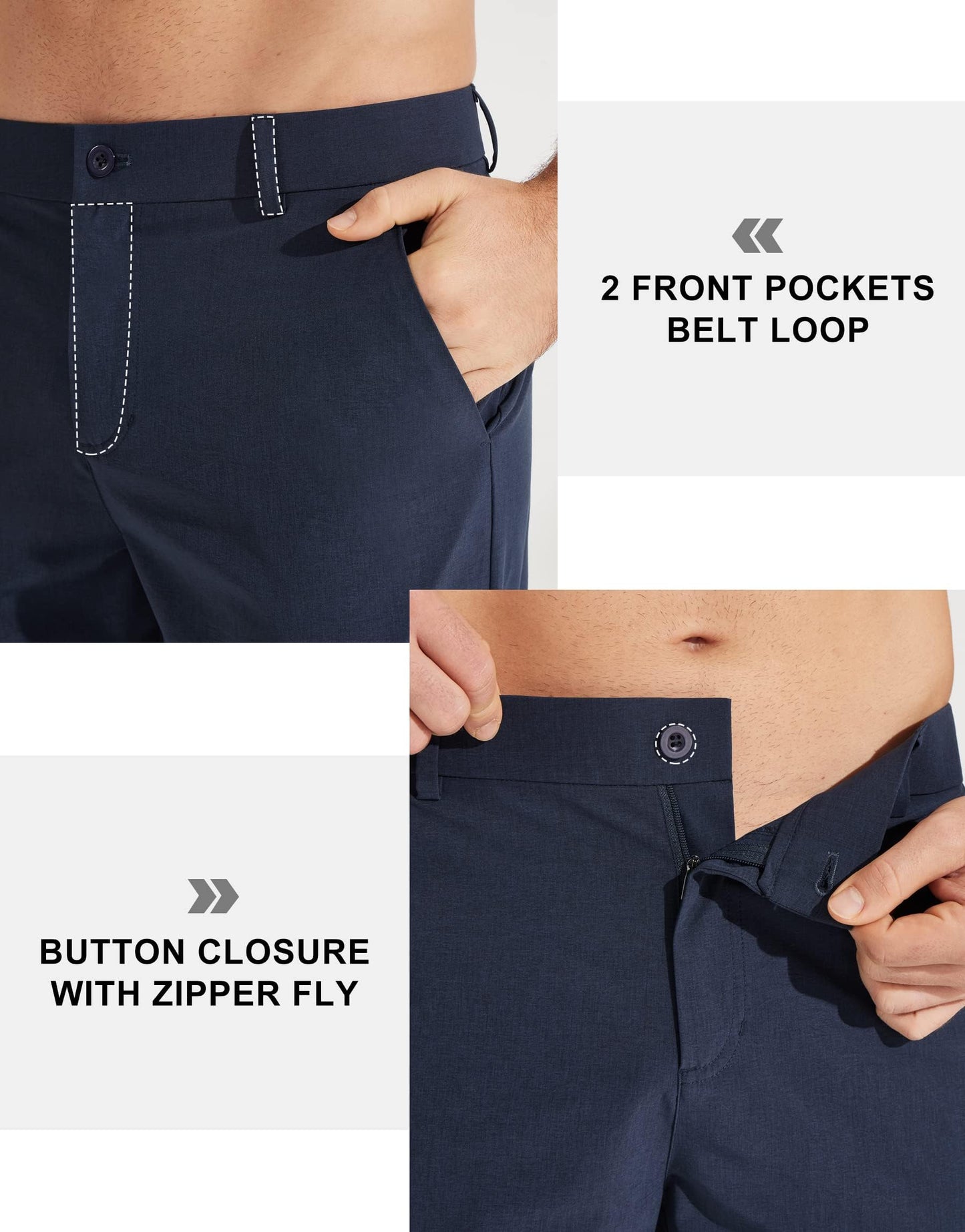 Libin Men's Golf Pants Classic Fit Stretch Work Dress Pants 32" Quick Dry Lightweight Business Casual Trousers Comfort Water Resistant, Black, 33W x 32L