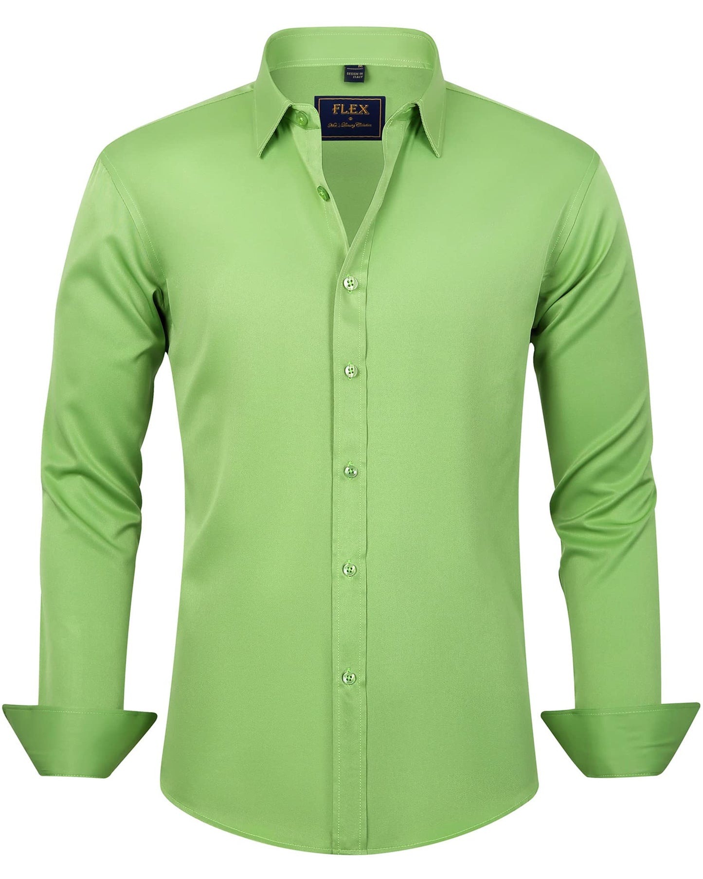 J.VER Men's Dress Shirts Solid Long Sleeve Stretch Wrinkle-Free Formal Shirt Business Casual Button Down Shirts White