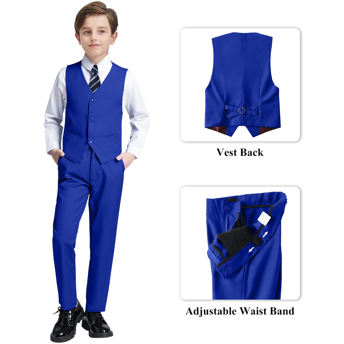 Boys' Suits Size 2T Kids Black Suit Slim Fit 6 Piece Formal Suit Set Teen Toddler Ring Bearer Outfit for Wedding