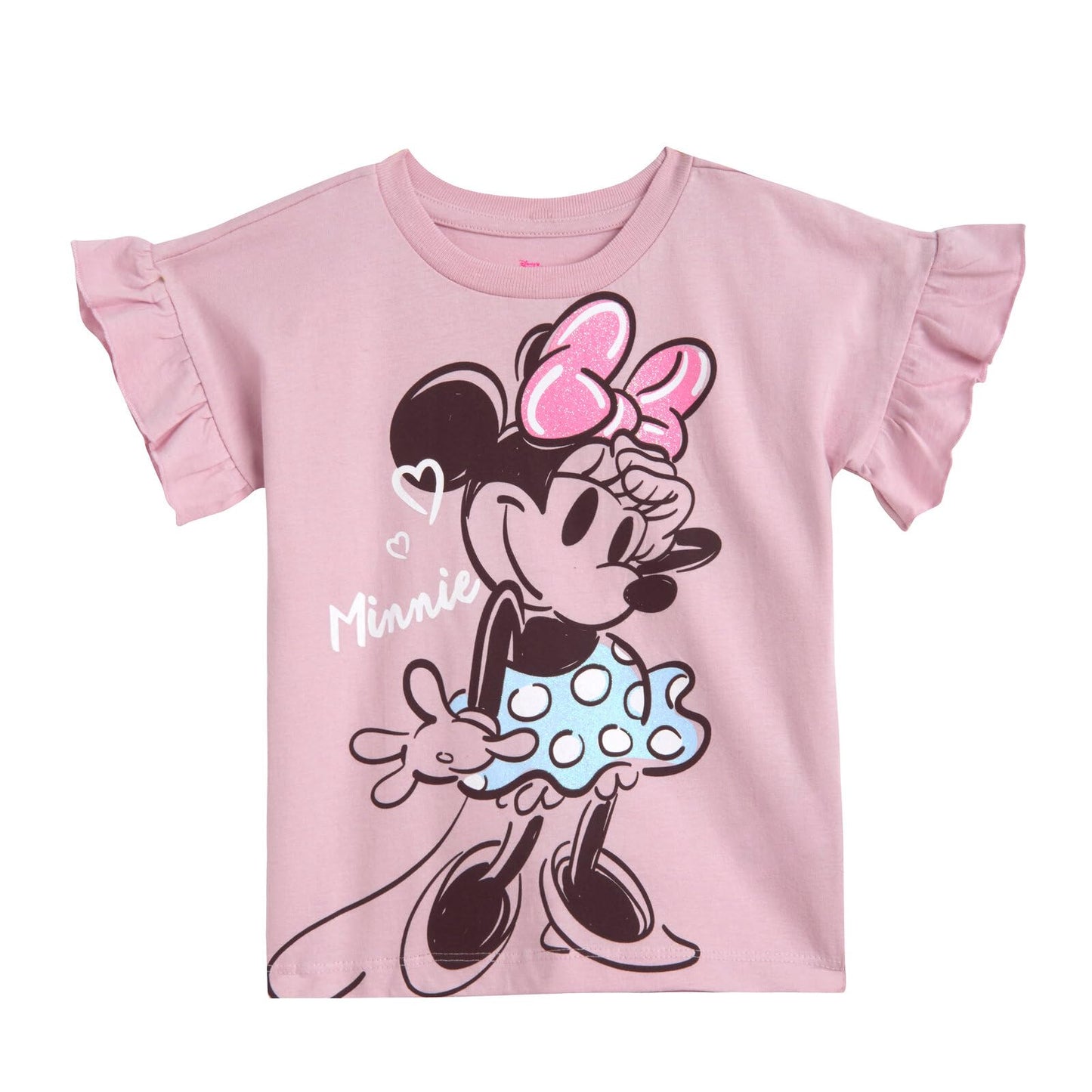 Disney Minnie Mouse Toddler Girls Graphic T-Shirt and Shorts Outfit Set Light Pink/Light Blue 3T