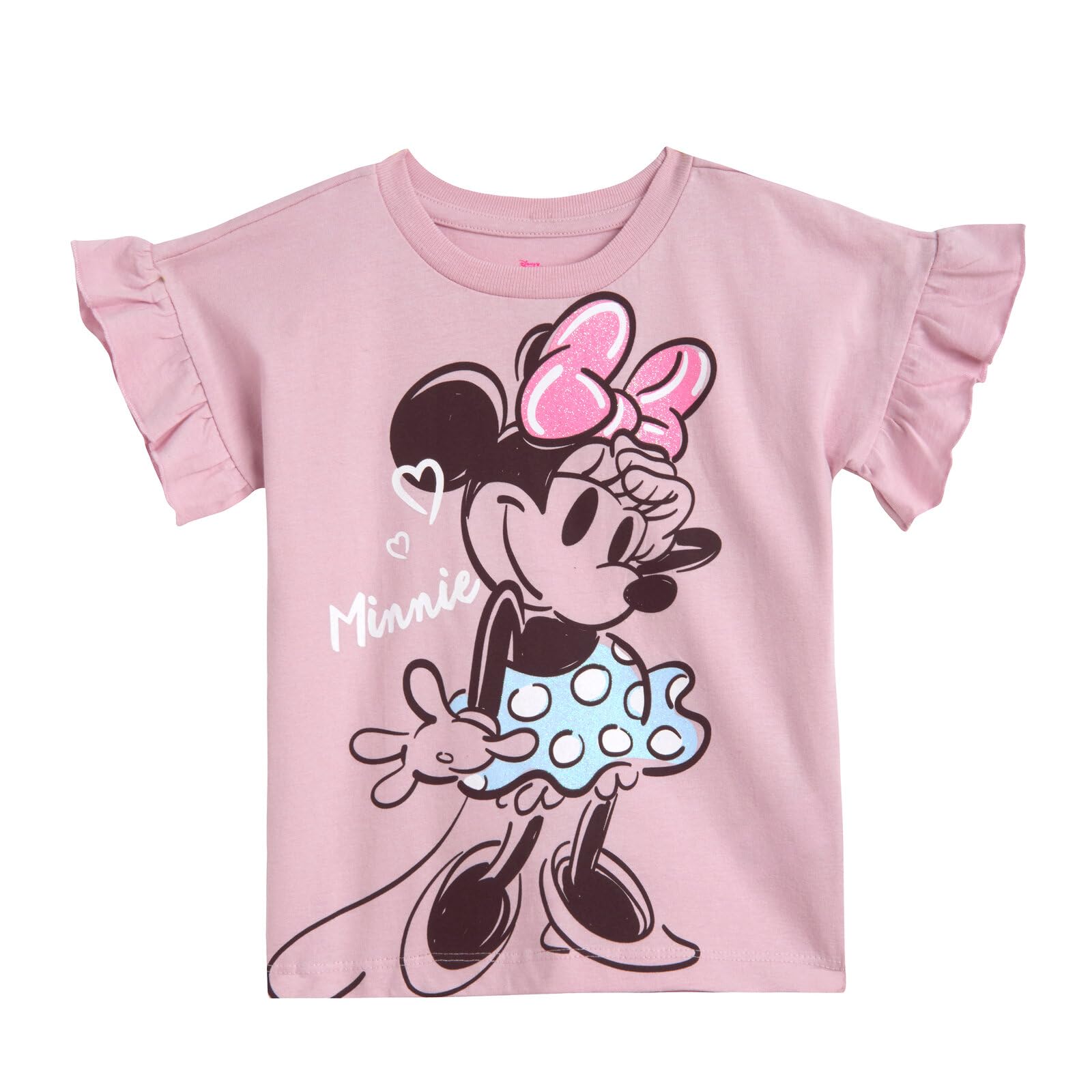 Disney Minnie Mouse Toddler Girls Graphic T-Shirt and Shorts Outfit Set Light Pink/Light Blue 3T