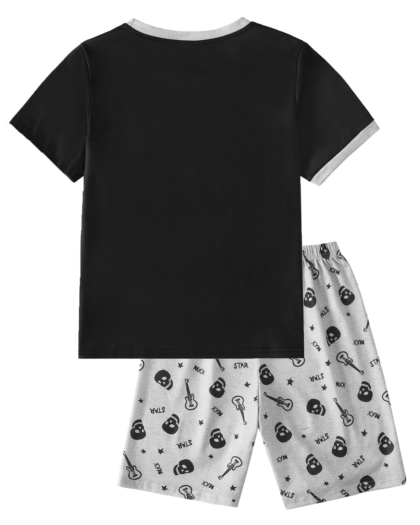 MyFav Big Boys Glow in Dark Skull Pjs Sleepwear Summer Pajama Shorts Sets, Skateboard, 14 Years