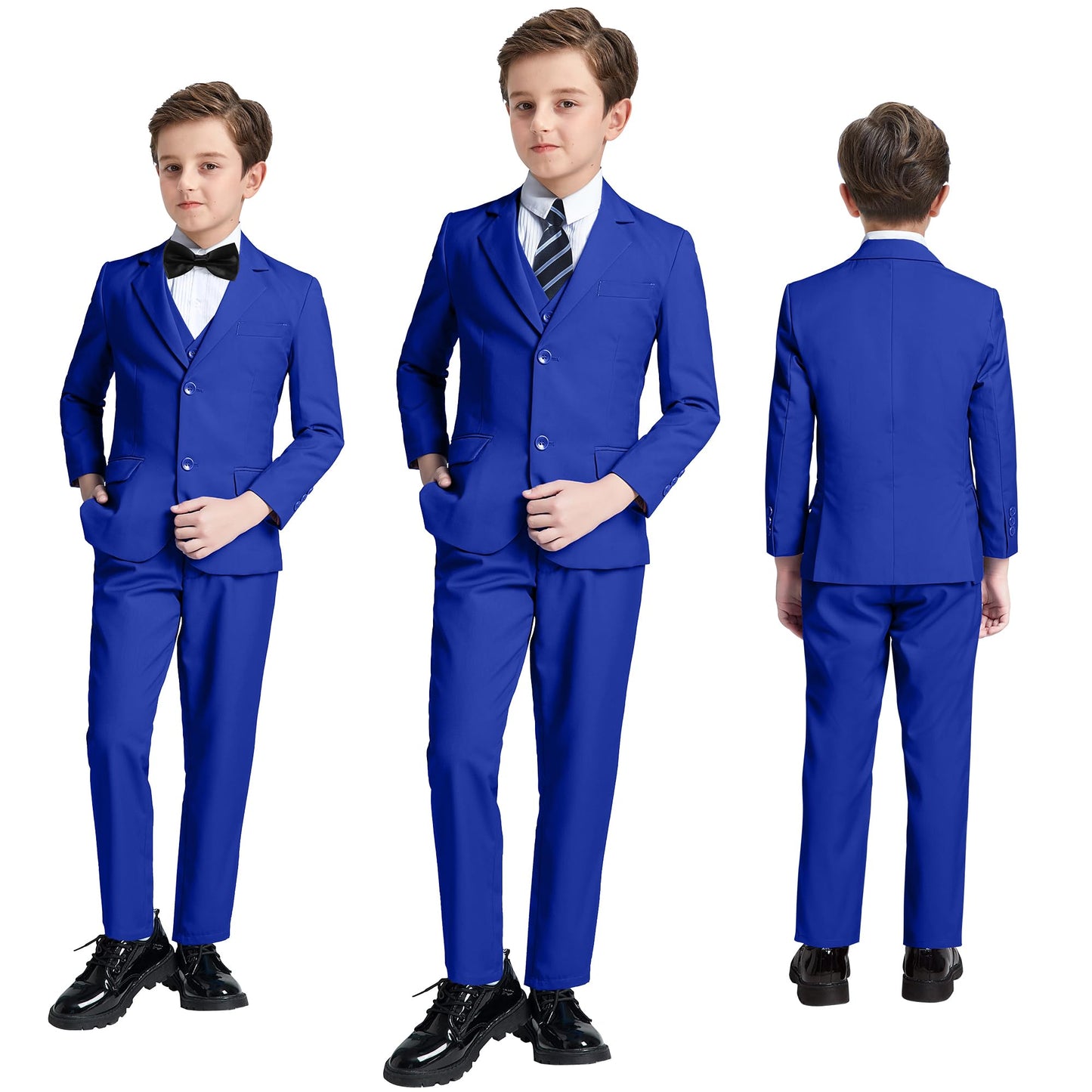 Boys' Suits Size 2T Kids Black Suit Slim Fit 6 Piece Formal Suit Set Teen Toddler Ring Bearer Outfit for Wedding