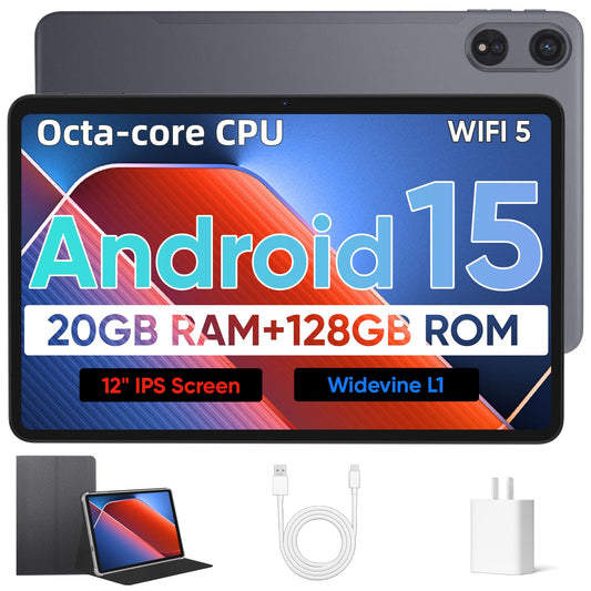 Android 15 Tablet with Octa-Core Processor, 12 Inch Tablets 20GB RAM (6+14GB).