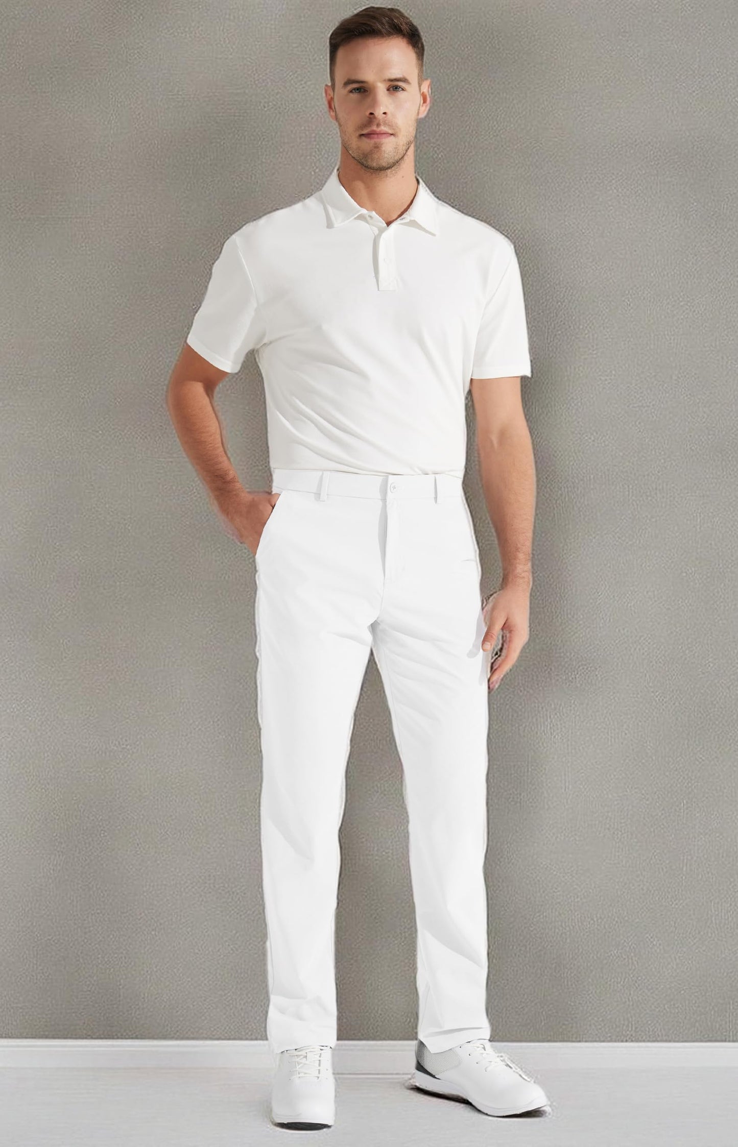 Libin Men's Golf Pants Classic Fit Stretch Work Dress Pants 32" Quick Dry Lightweight Business Casual Trousers Comfort Water Resistant, Black, 33W x 32L