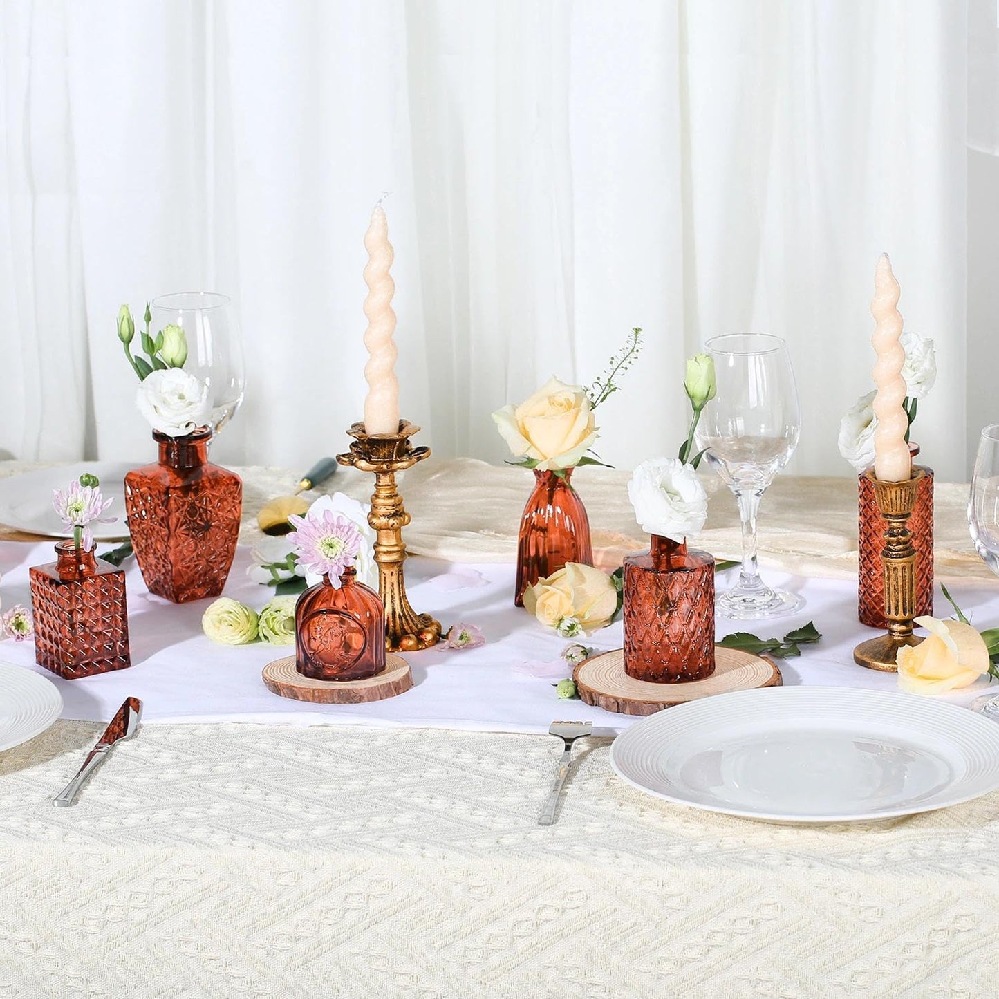 Anquephd Glass Bud Vase Set of 32PCS Wedding Centerpieces for Tables,Mini Clear Bud Vases for Flowers,Small Flower Vases Suitable for Birthday Party,Anniversary,Wedding,Baby Shower (Clear, 32PCS)