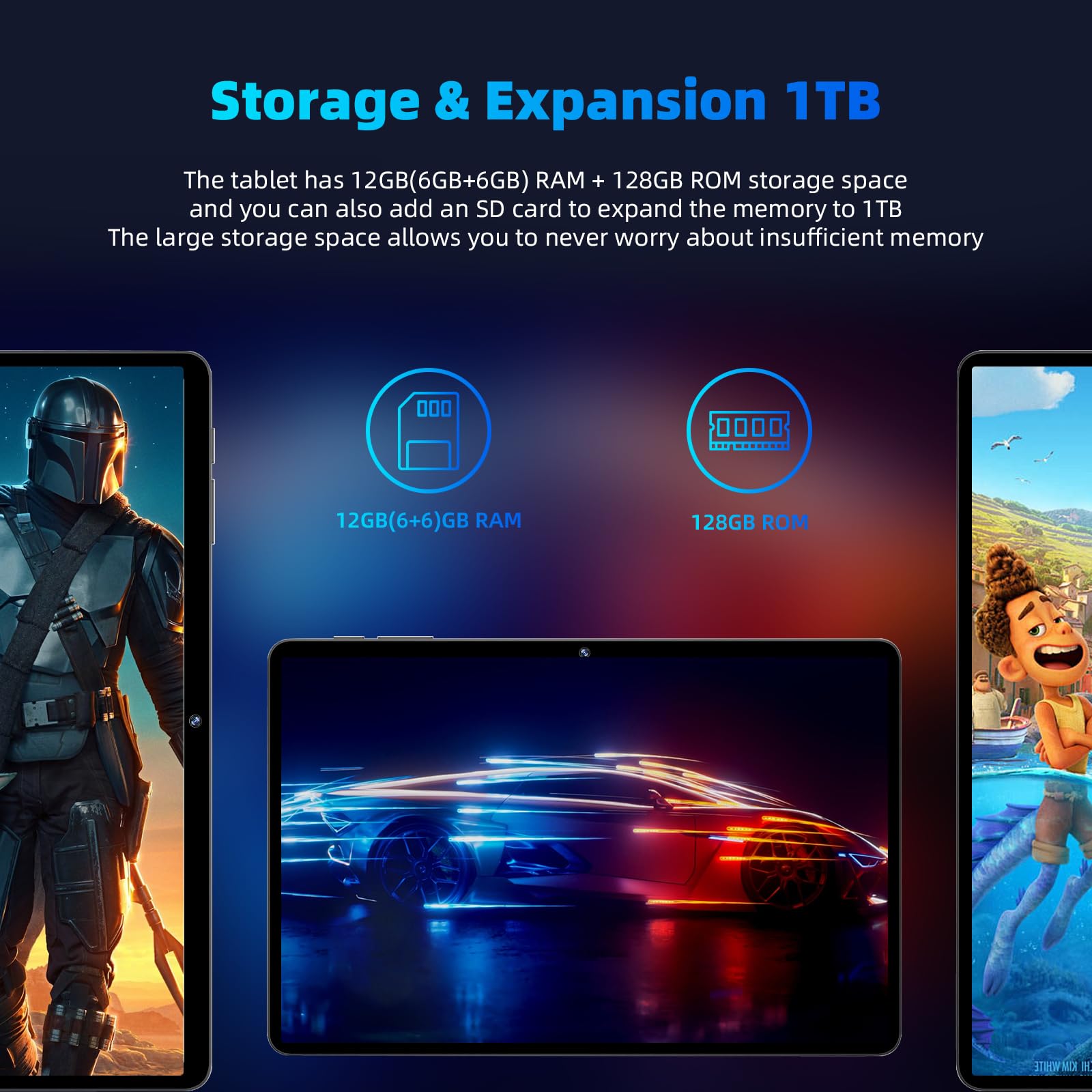 2025 Upgraded Android 14 Tablet, 11inch Tablet PC,Support Face Unlock, Octa-core CPU,12GB+128GB+1TB Expand, 8000mAh Big Battery, 18W Fast Charging, WiFi6, BT5.0,Touchscreen Display Tableta with Case