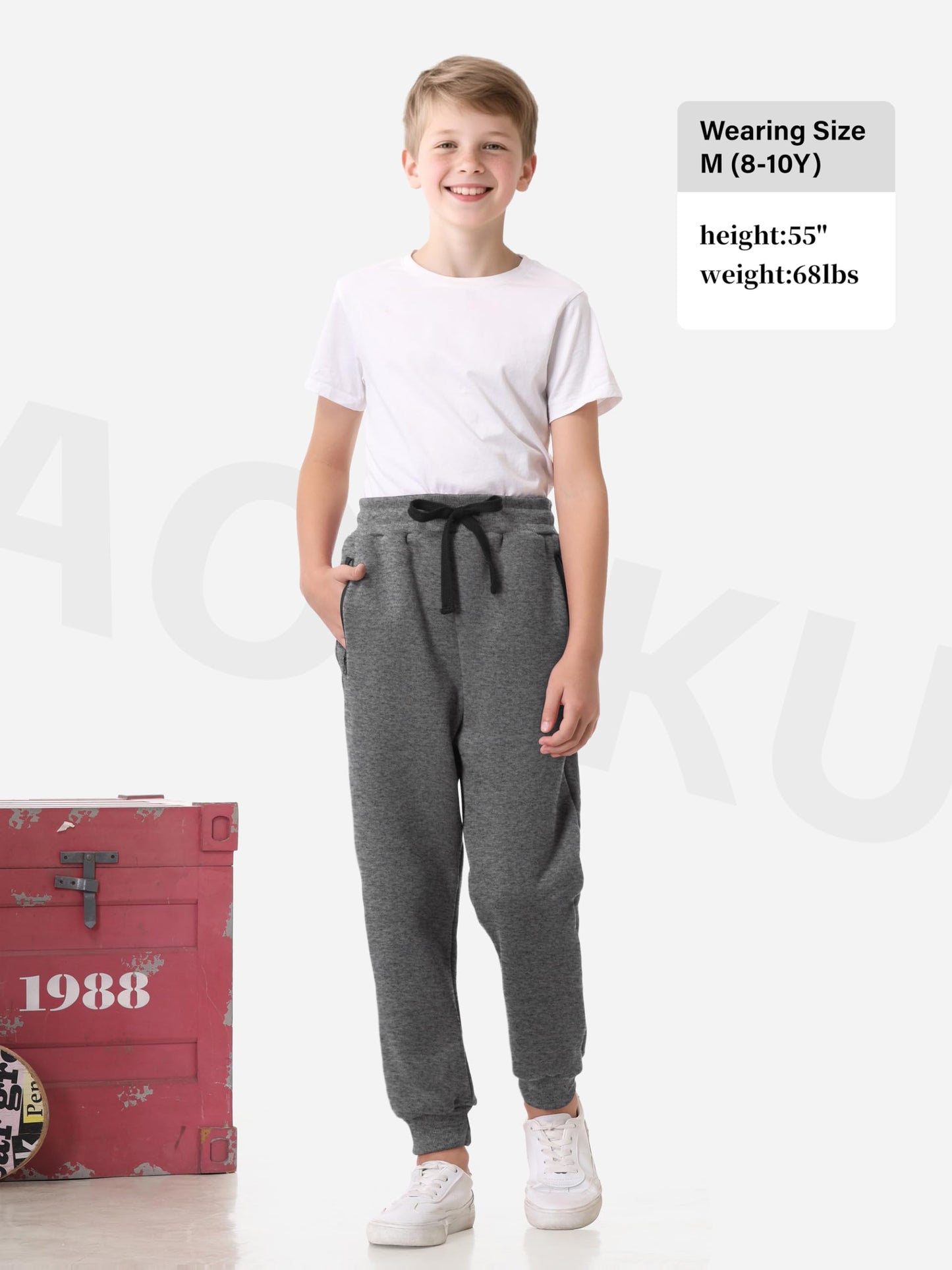 Real Essentials 3 Pack: Boys Tech Fleece Jogger Active Sweatpants with Pockets
