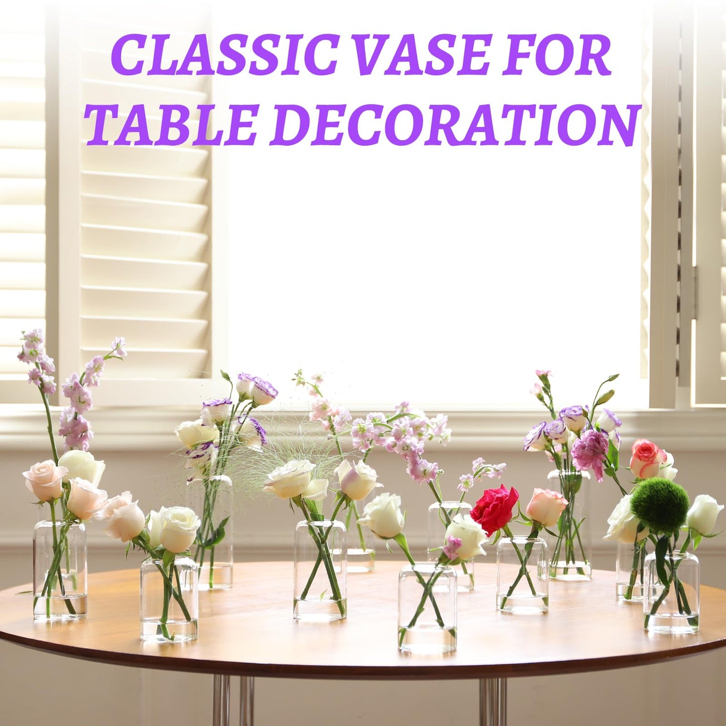 Glass Bud Vases Set of 24, Clear Flower Vase for Centerpieces,