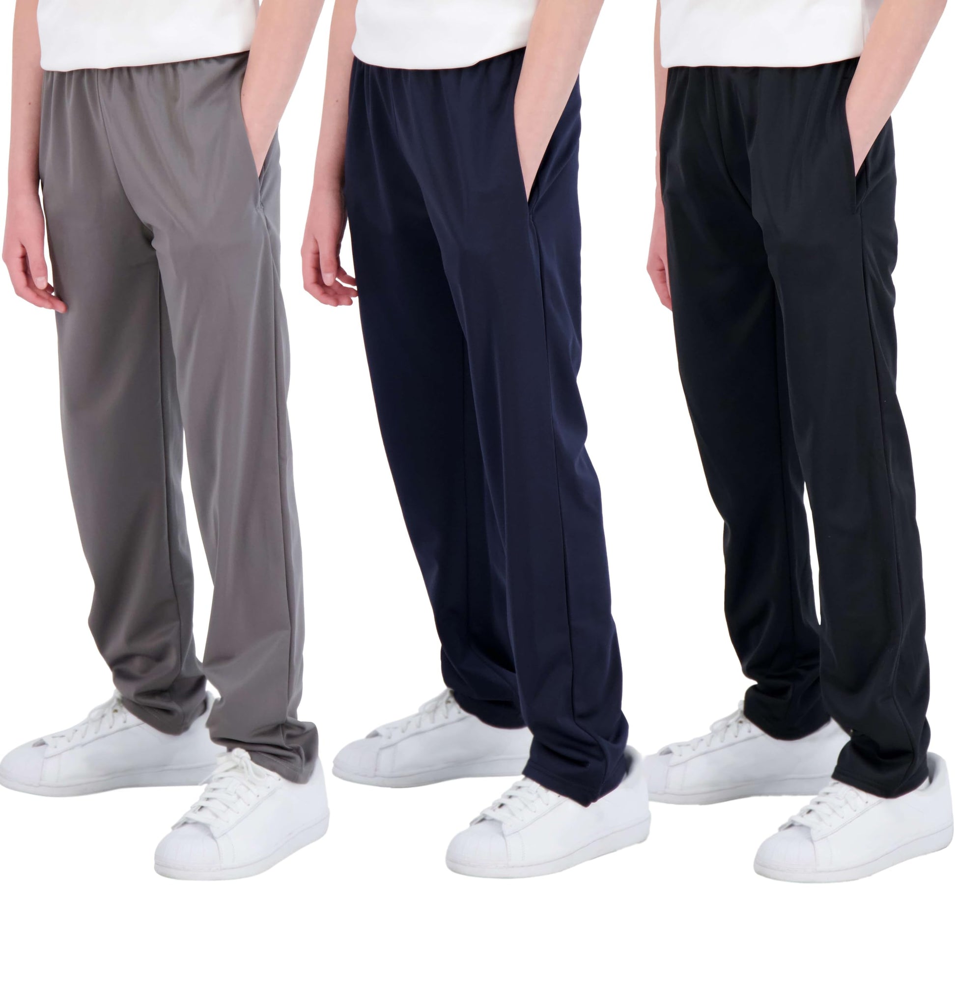 Real Essentials 3 Pack: Boys' Tricot Open Bottom Fleece-Lined Sweatpants.