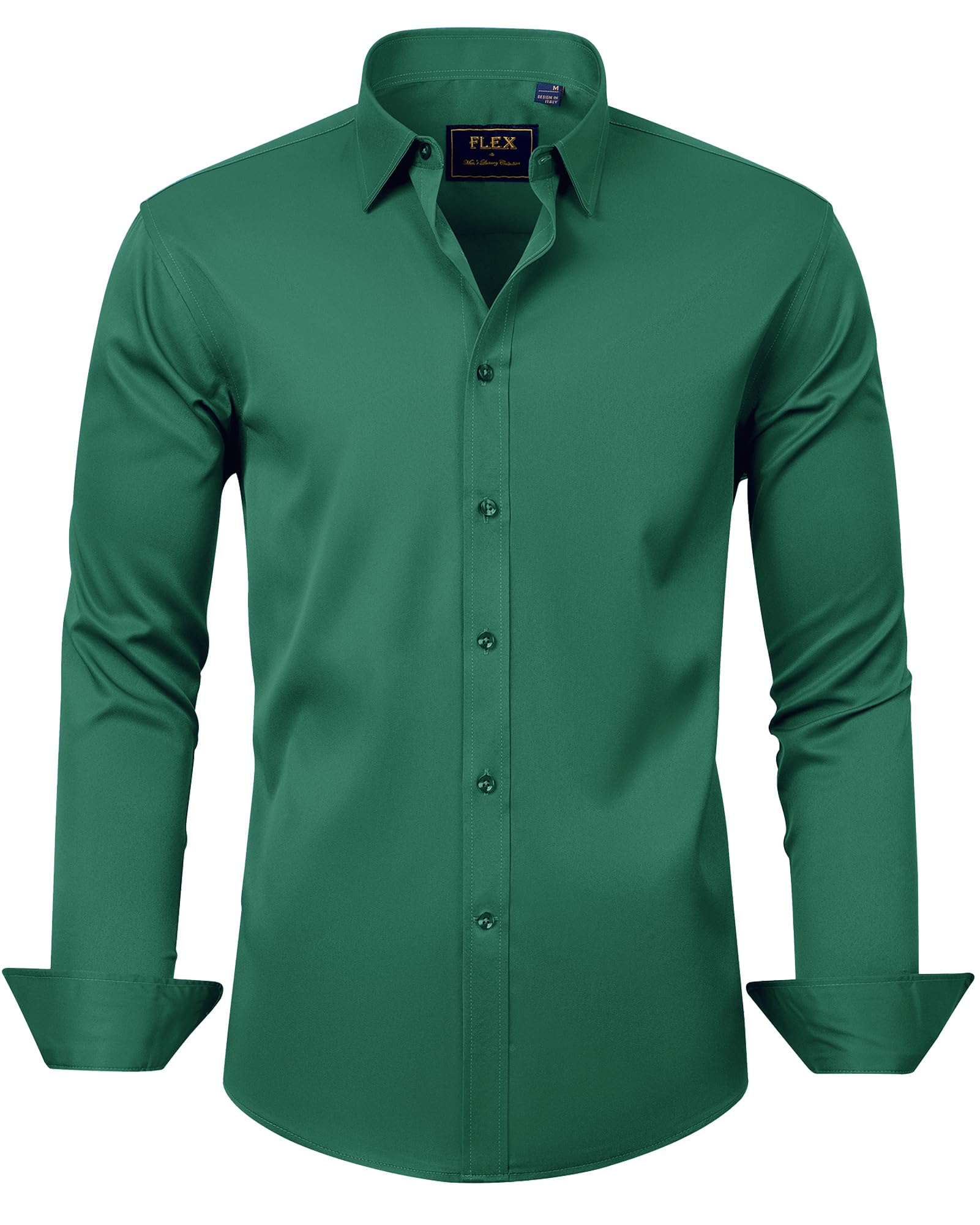 J.VER Men's Dress Shirts Solid Long Sleeve Stretch Wrinkle-Free Formal Shirt Business Casual Button Down Shirts White