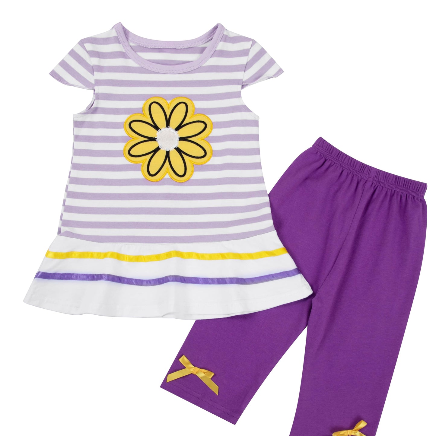 LUKYCILD Baby Girls Summer Clothes Casual Clothing Suit Short Sleeve Striped T-Shirt +Pants