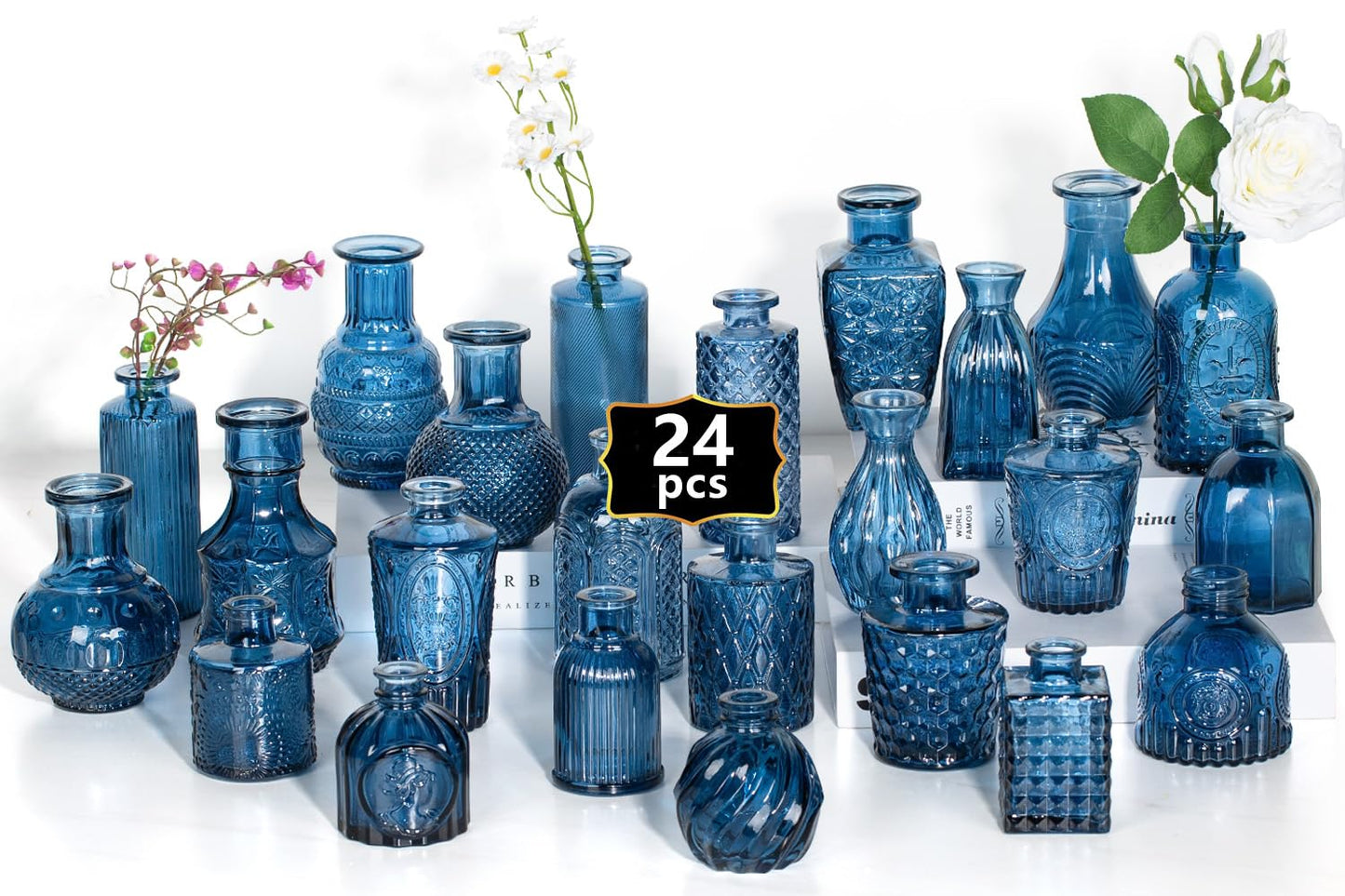 Anquephd Glass Bud Vase Set of 32PCS Wedding Centerpieces for Tables,Mini Clear Bud Vases for Flowers,Small Flower Vases Suitable for Birthday Party,Anniversary,Wedding,Baby Shower (Clear, 32PCS)