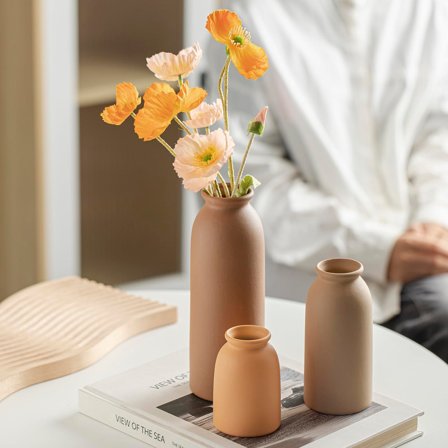 Ceramic Vase Set-3, Small Flower Vases for Decor