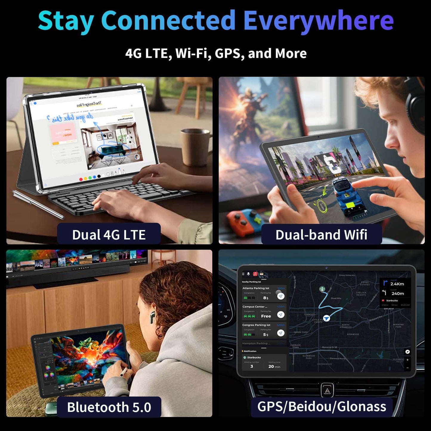 Relndoo 2025 12 Inch Tablet, 24GB（8+16） RAM+256 Storage(Expand to 2TB).