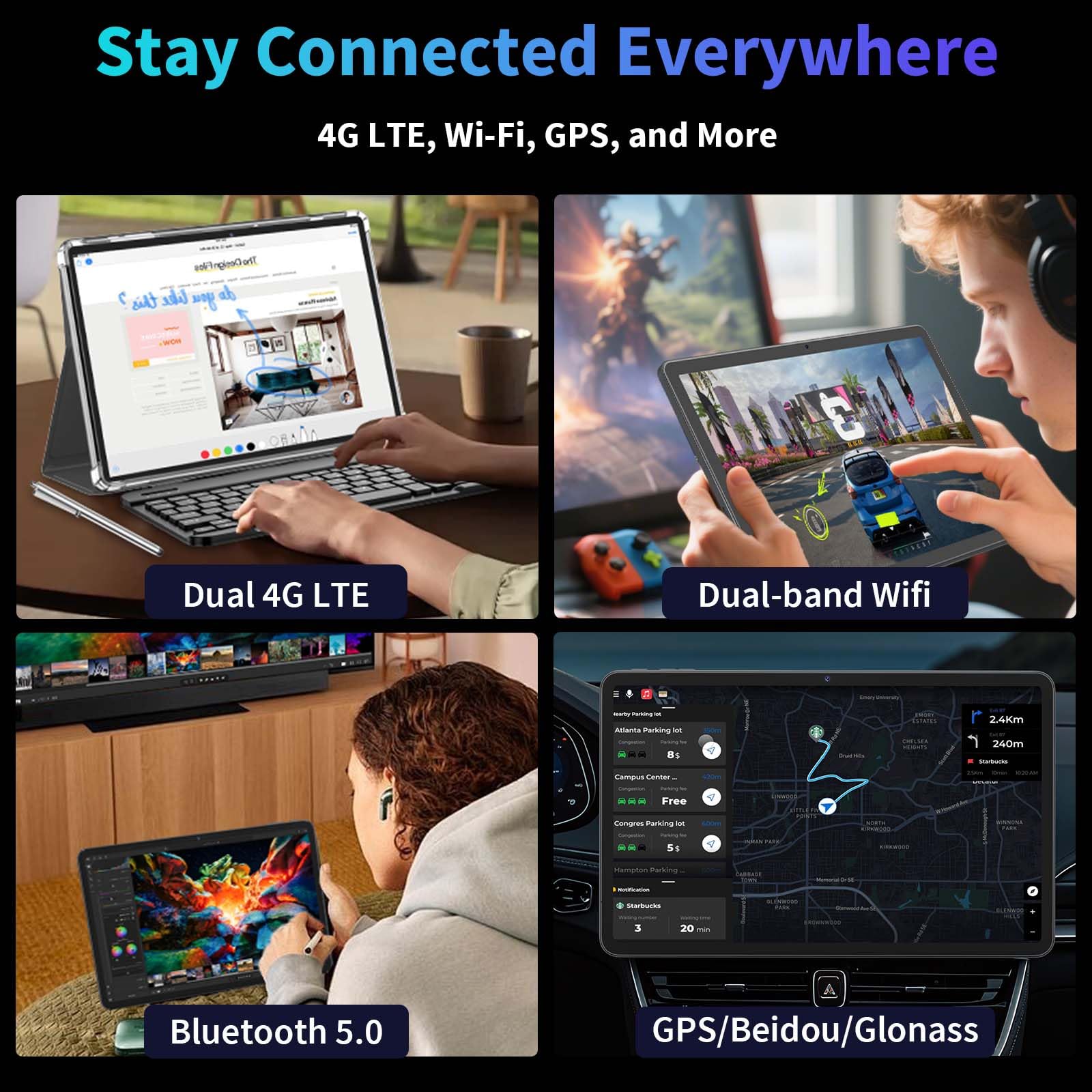 Relndoo 2025 12 Inch Tablet, 24GB（8+16） RAM+256 Storage(Expand to 2TB).