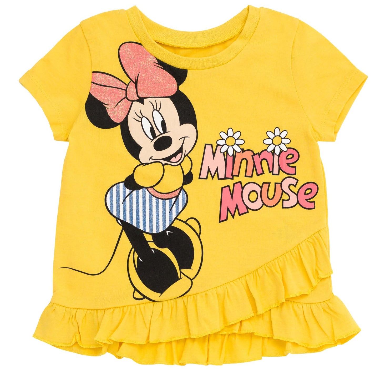 Disney Minnie Mouse Toddler Girls Graphic T-Shirt and Shorts Outfit Set Light Pink/Light Blue 3T