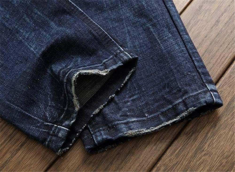 AITITIA Men's Biker Zipper Deco Washed Straight Fit Jeans (40, 002 Light Blue)