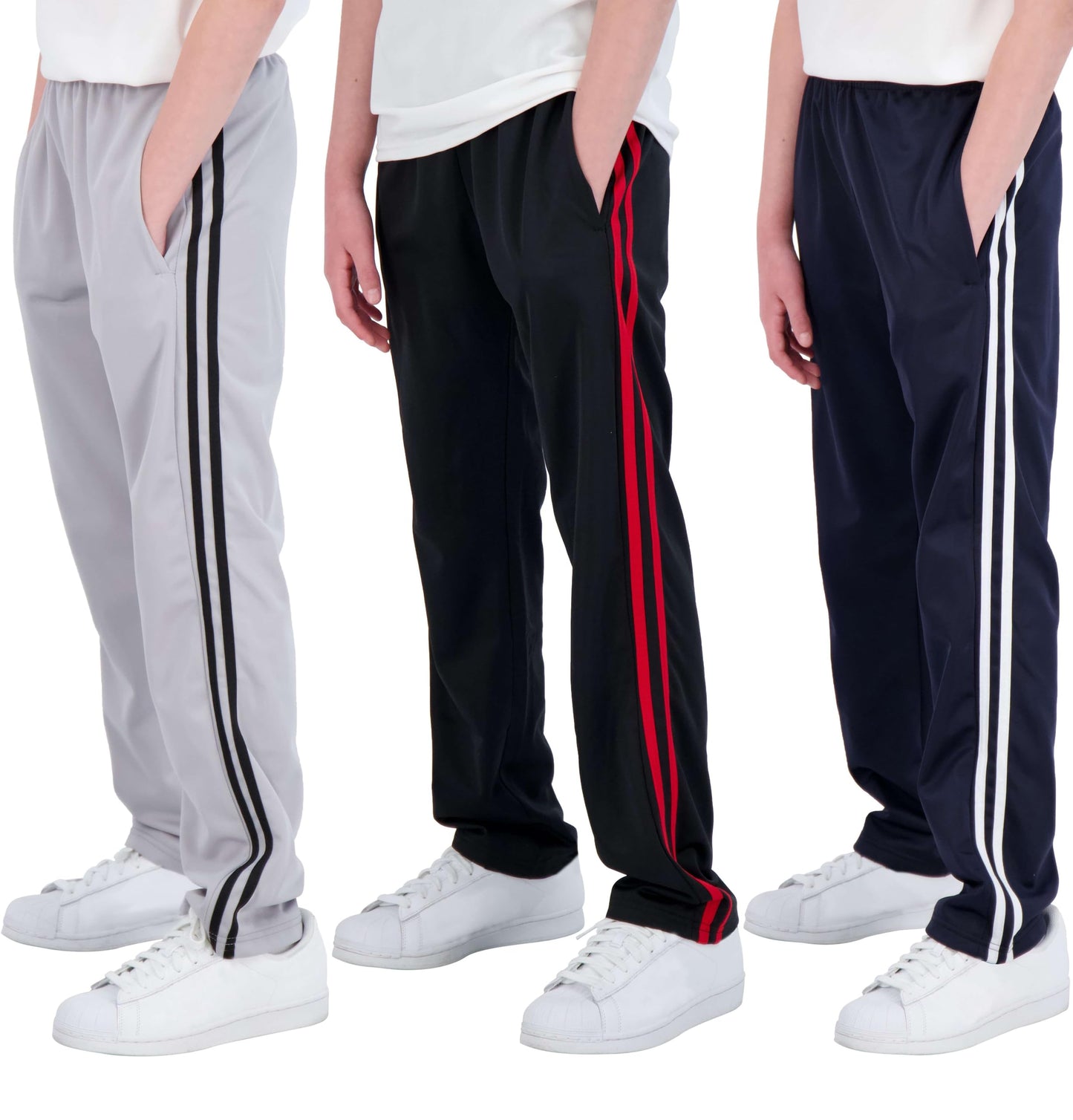 Real Essentials 3 Pack: Boys' Tricot Open Bottom Fleece-Lined Sweatpants.